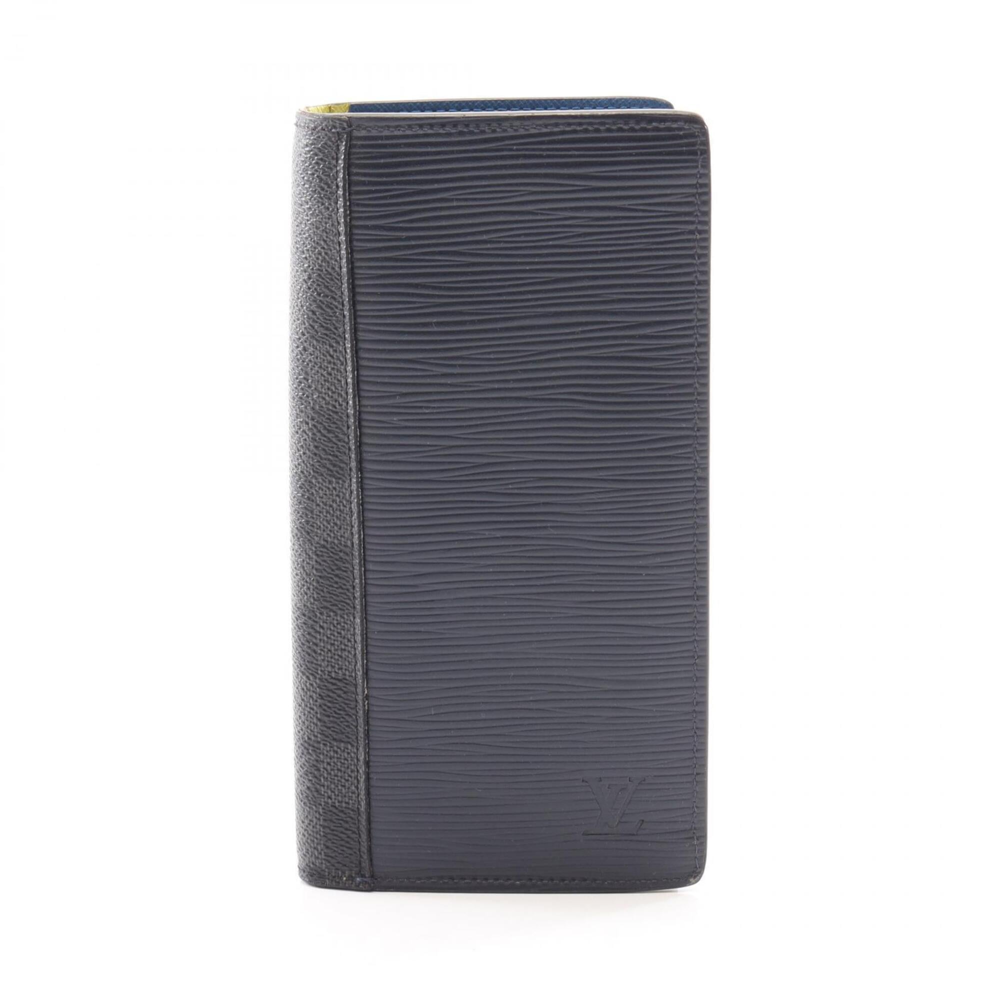Louis Vuitton Black Navy Leather Pvc Long Wallet (Bi-Fold) (Pre-Owned)