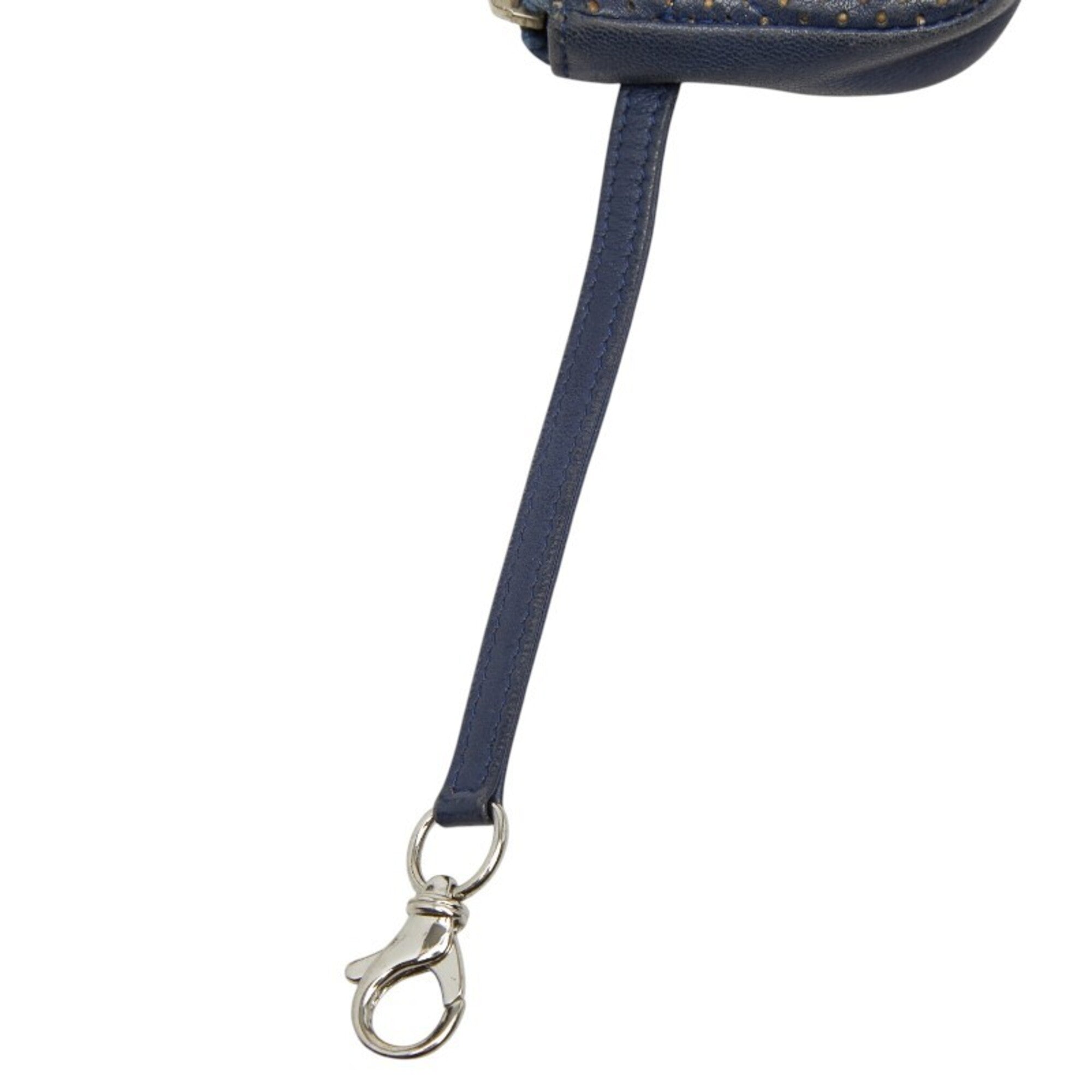 Chanel Matelasse Navy Leather Coin Purse/Coin Case (Pre-Owned)