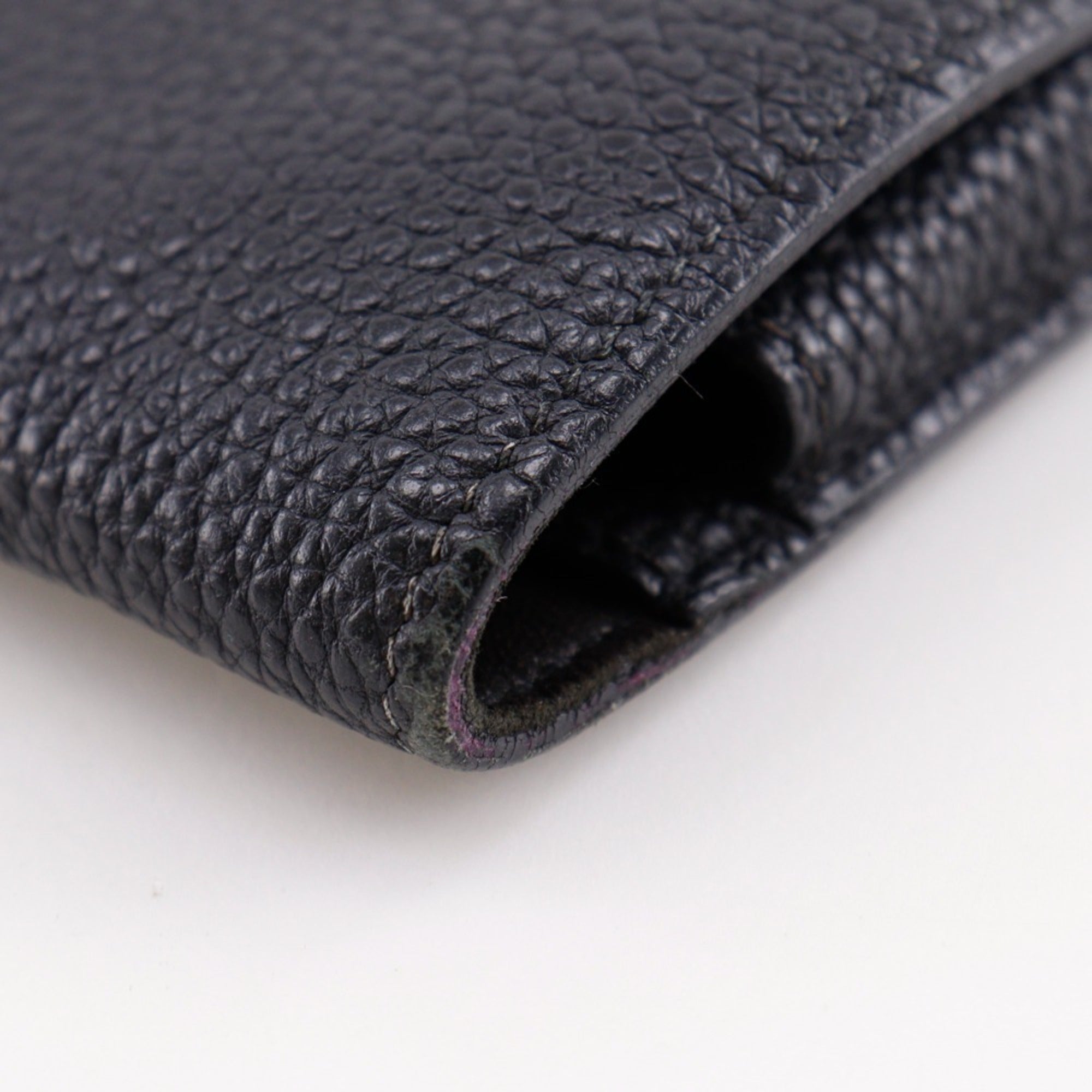 Hermes Black Taurillon Clemence Leather Long Wallet (Bi-Fold) (Pre-Owned)