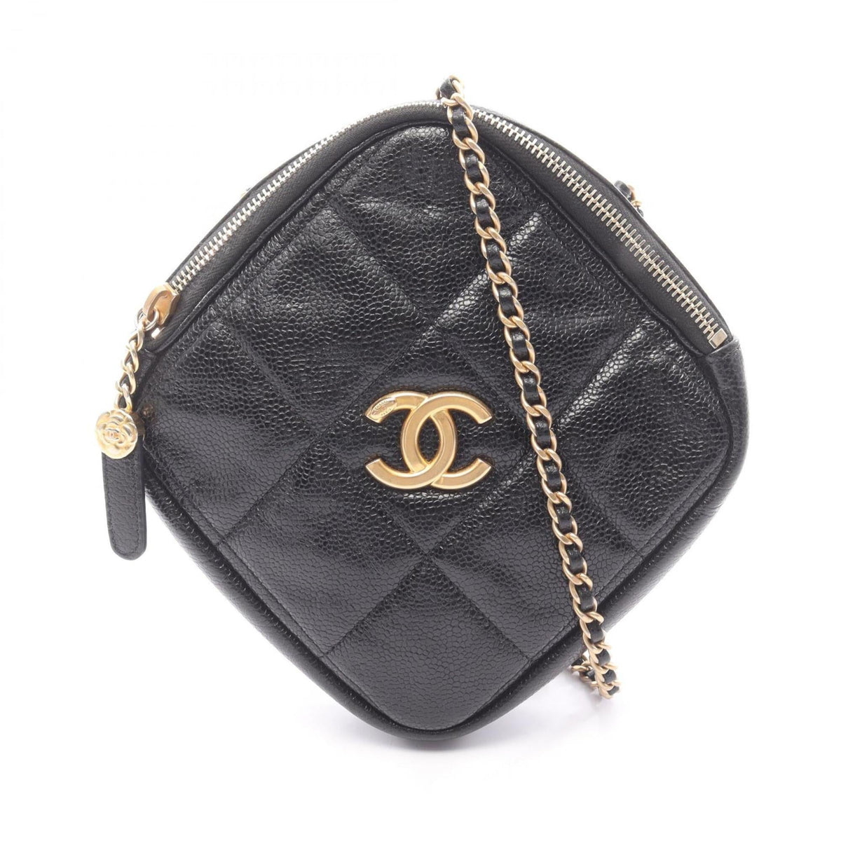Chanel Black Leather Handbag Shoulder Bag (Pre-Owned)