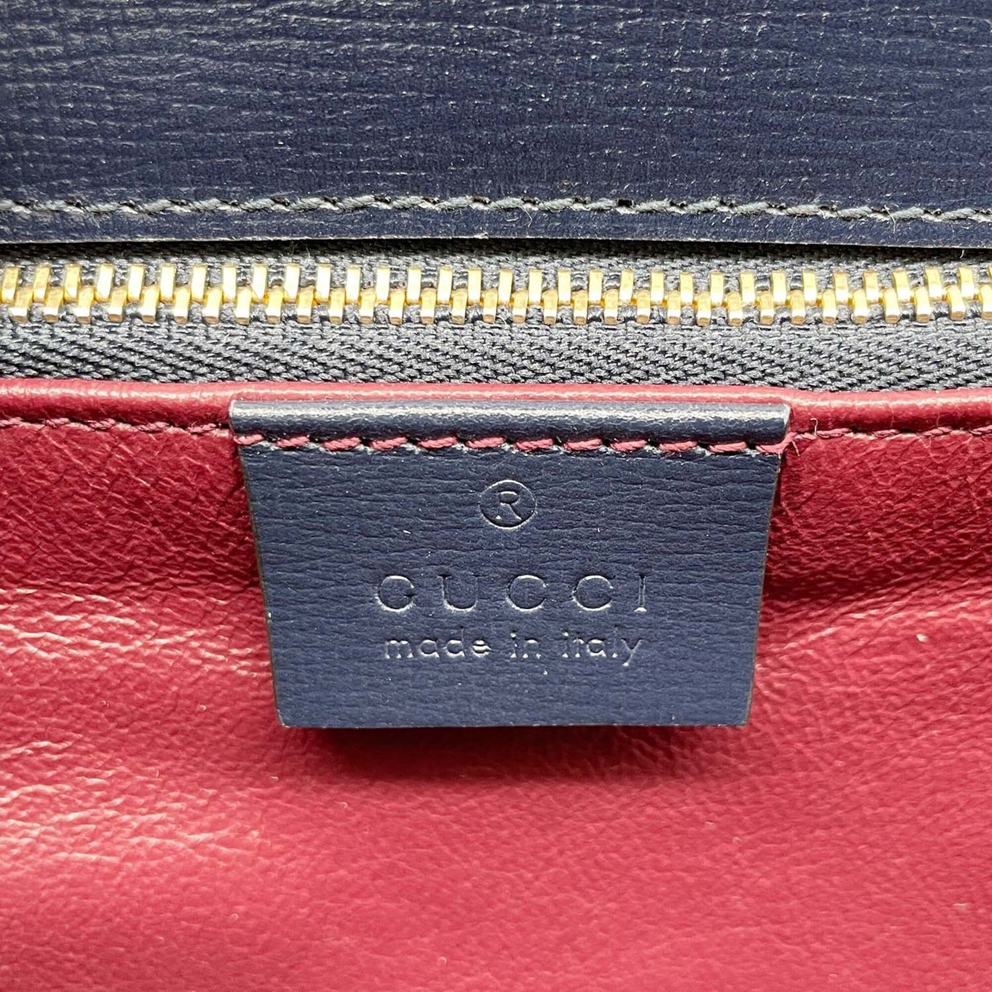 Gucci Navy Leather Shoulder Bag (Pre-Owned)