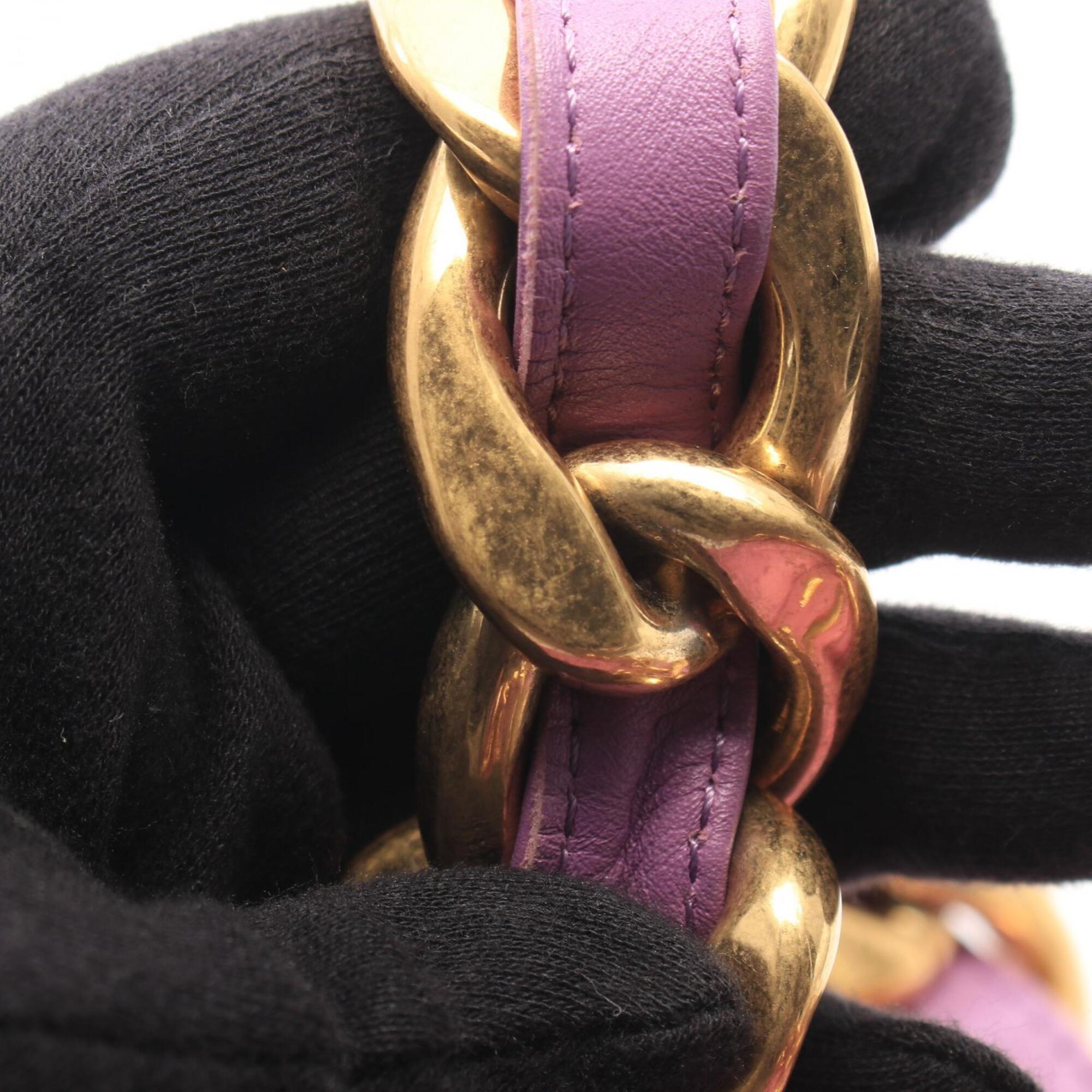 Chanel Purple Leather Handbag Shoulder Bag (Pre-Owned)