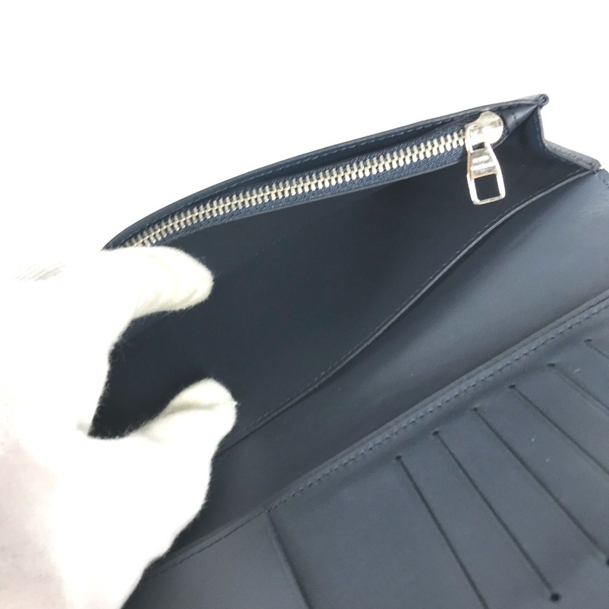 Louis Vuitton Ombre Navy Leather Long Wallet (Bi-Fold) (Pre-Owned)