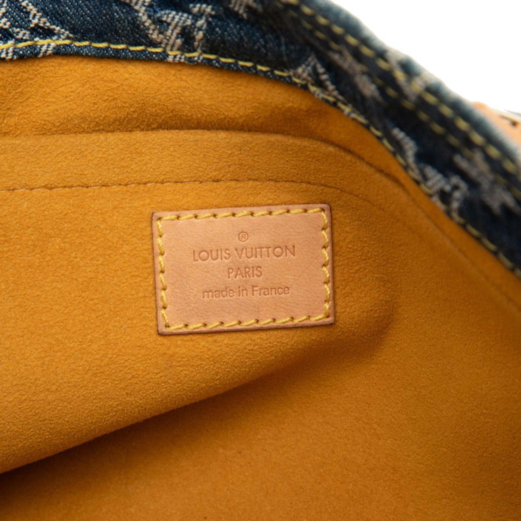 Louis Vuitton Blue Canvas Leather Handbag Tote Bag (Pre-Owned)