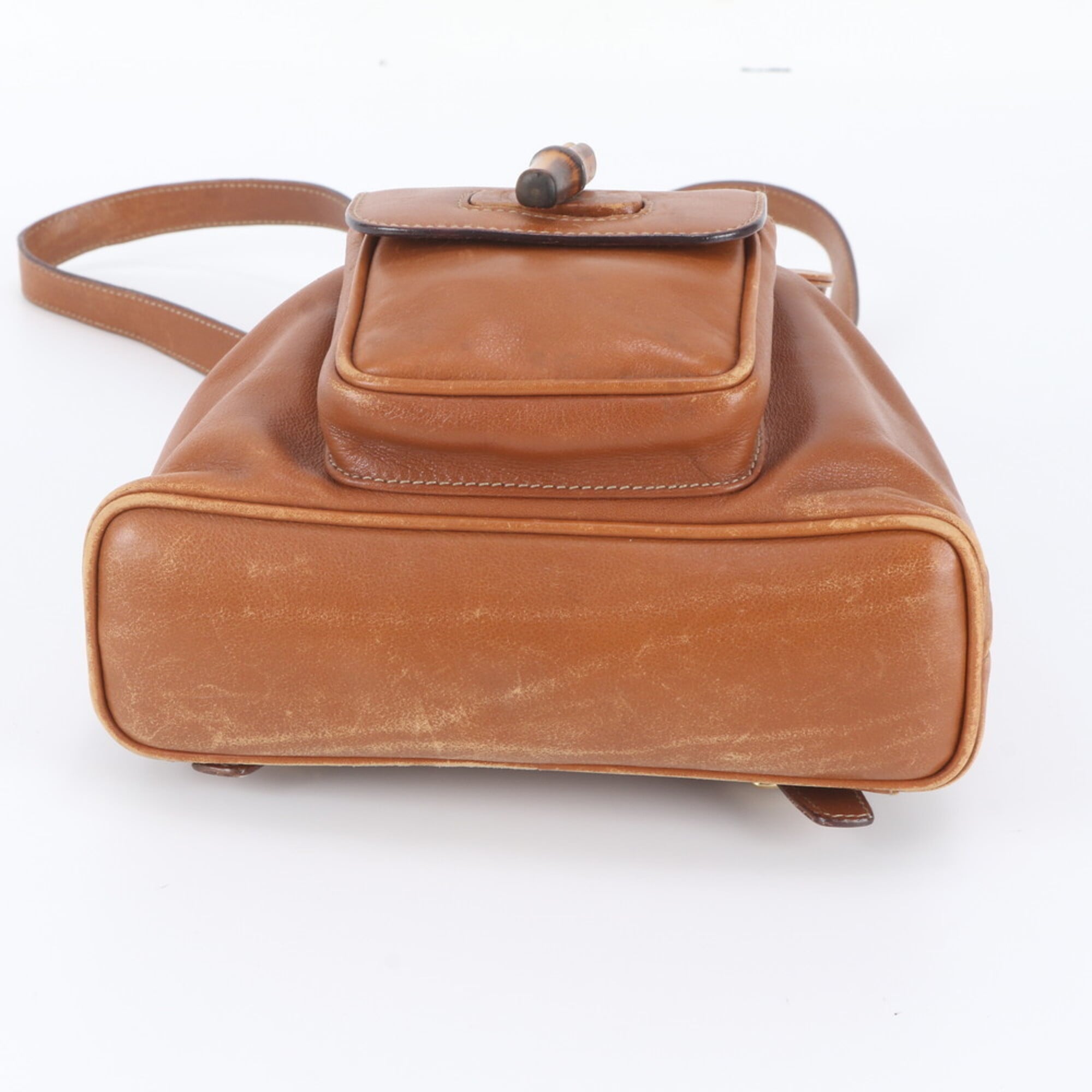 Gucci Camel Leather Backpack Shoulder Bag (Pre-Owned)