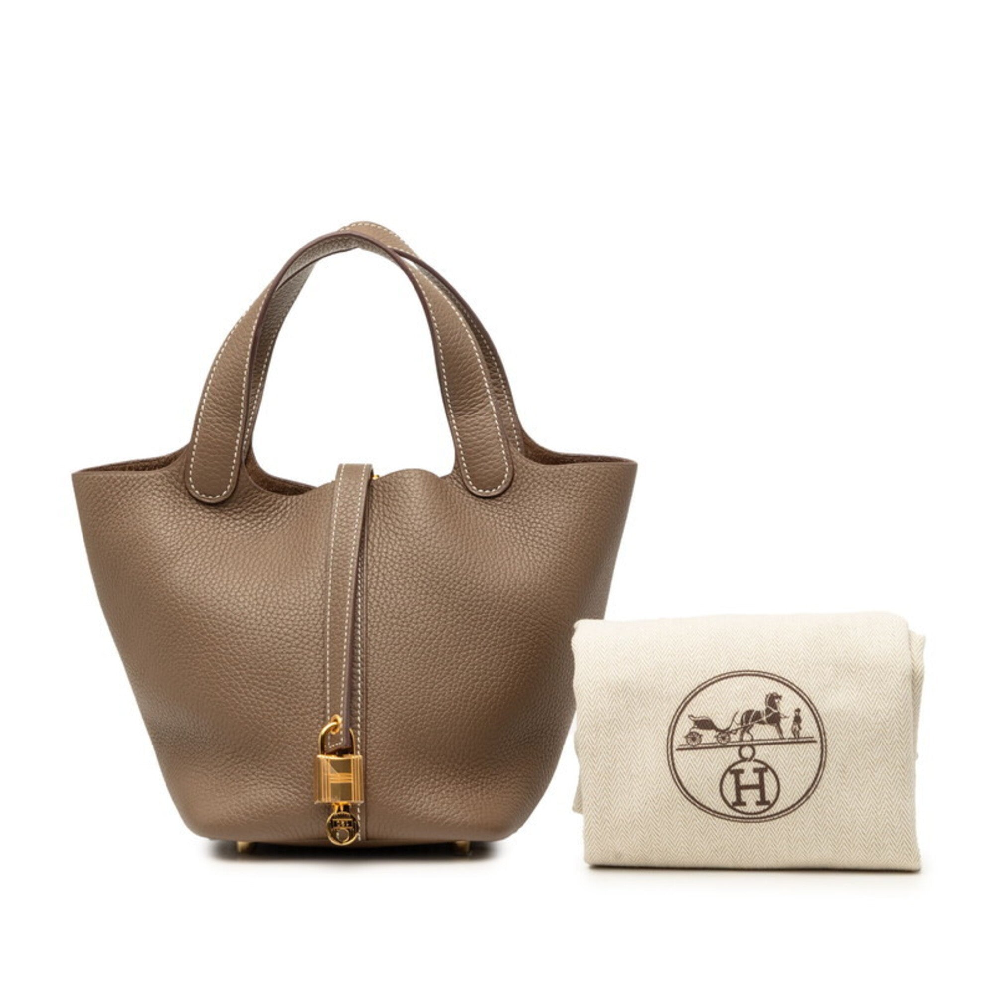 Hermes Brown Taurillon Clemence Leather Handbag (Pre-Owned)