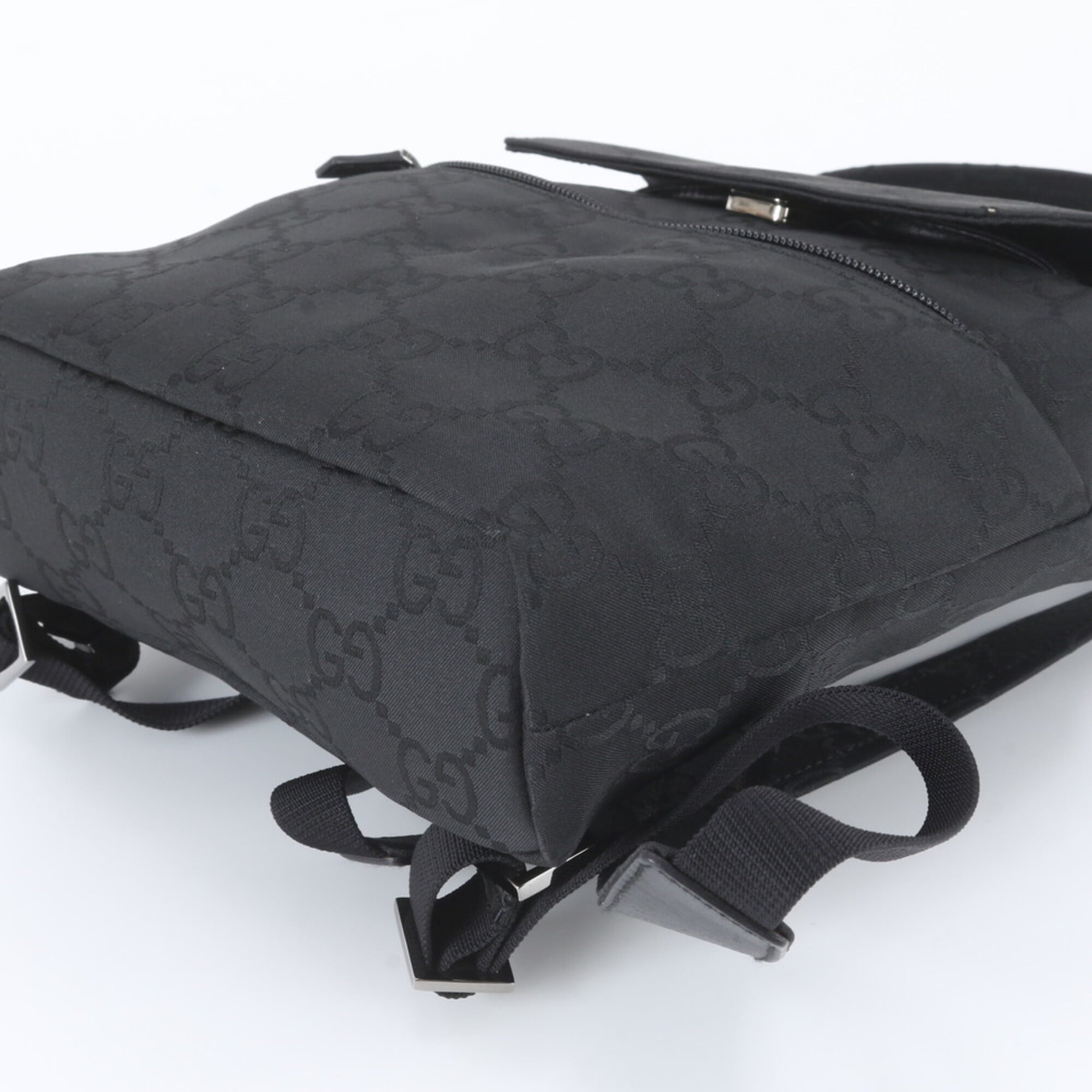 Gucci Black Leather Nylon Backpack Shoulder Bag (Pre-Owned)