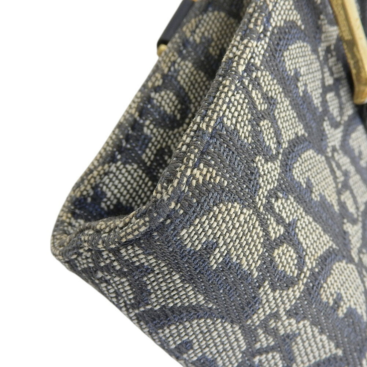 Christian Dior Trotter Navy Trotter Leather Canvas Handbag Tote Bag (Pre-Owned)