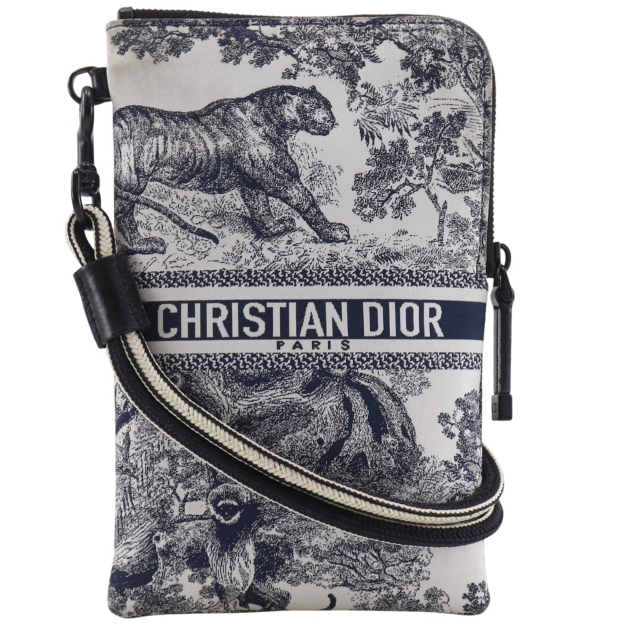 Christian Dior Black White Nylon Pouch Shoulder Bag (Pre-Owned)