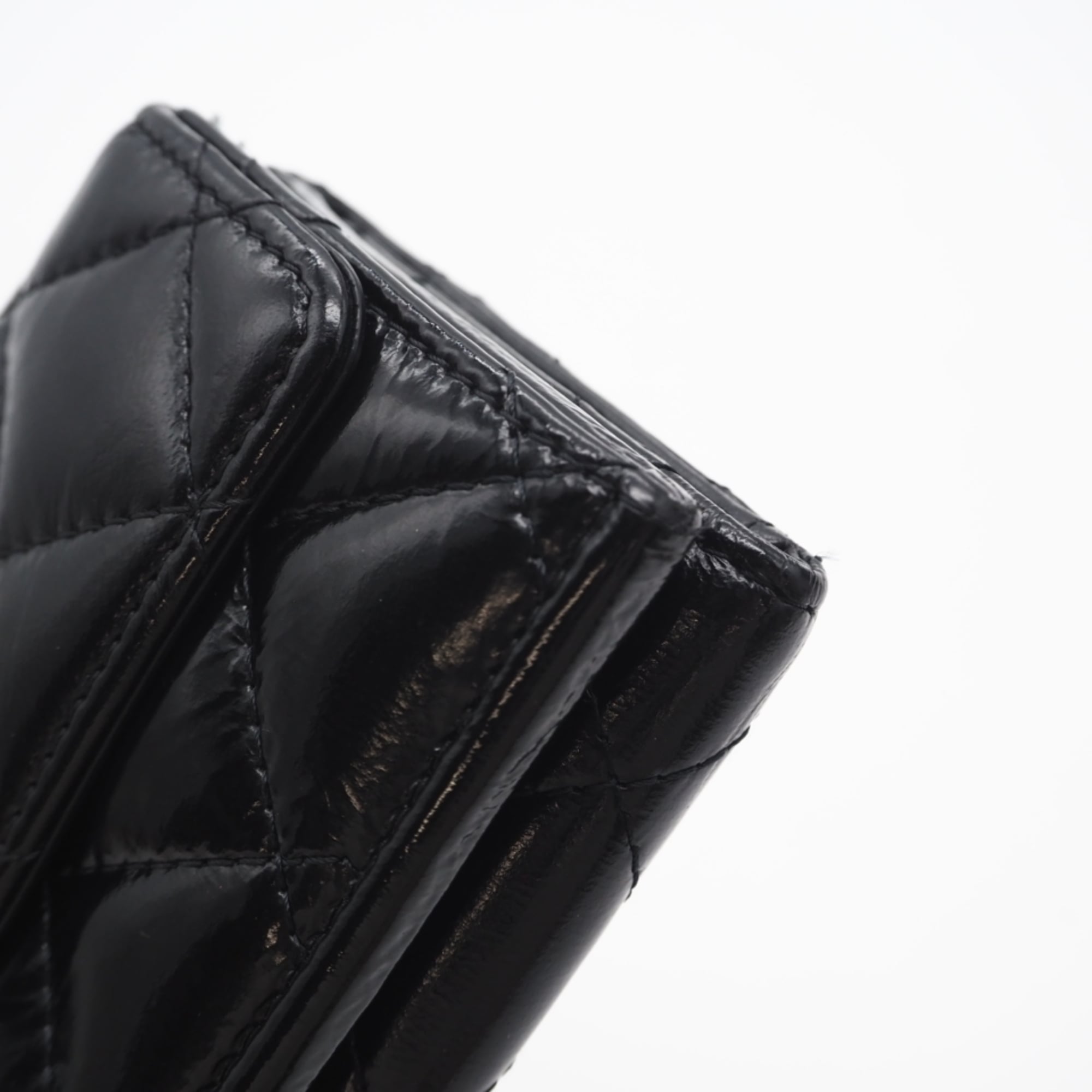 Chanel Matelasse Gold Black Leather Wallet (Tri-Fold) (Pre-Owned)