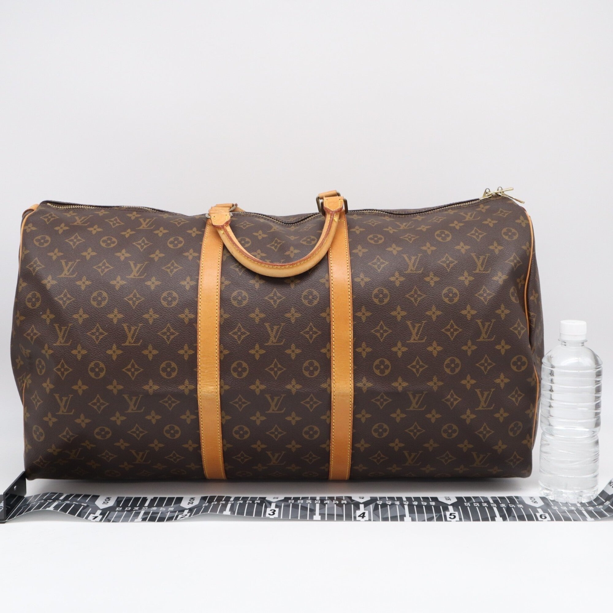Louis Vuitton Monogram Beige Brown Coated Canvas Leather Boston Bag (Pre-Owned)