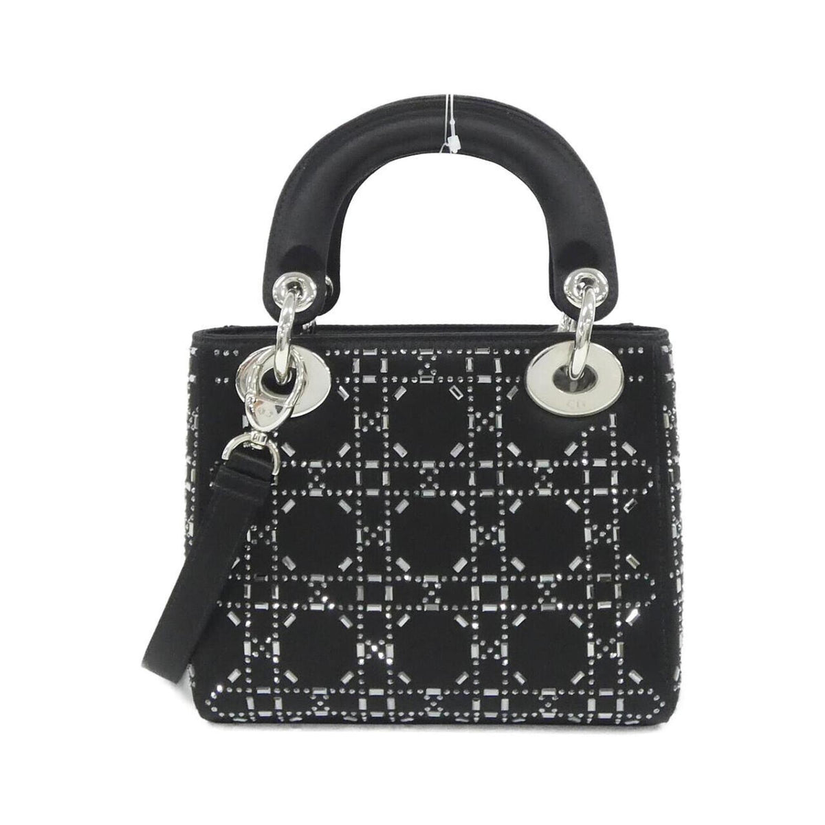 Christian Dior Black White Satin Handbag (Pre-Owned)