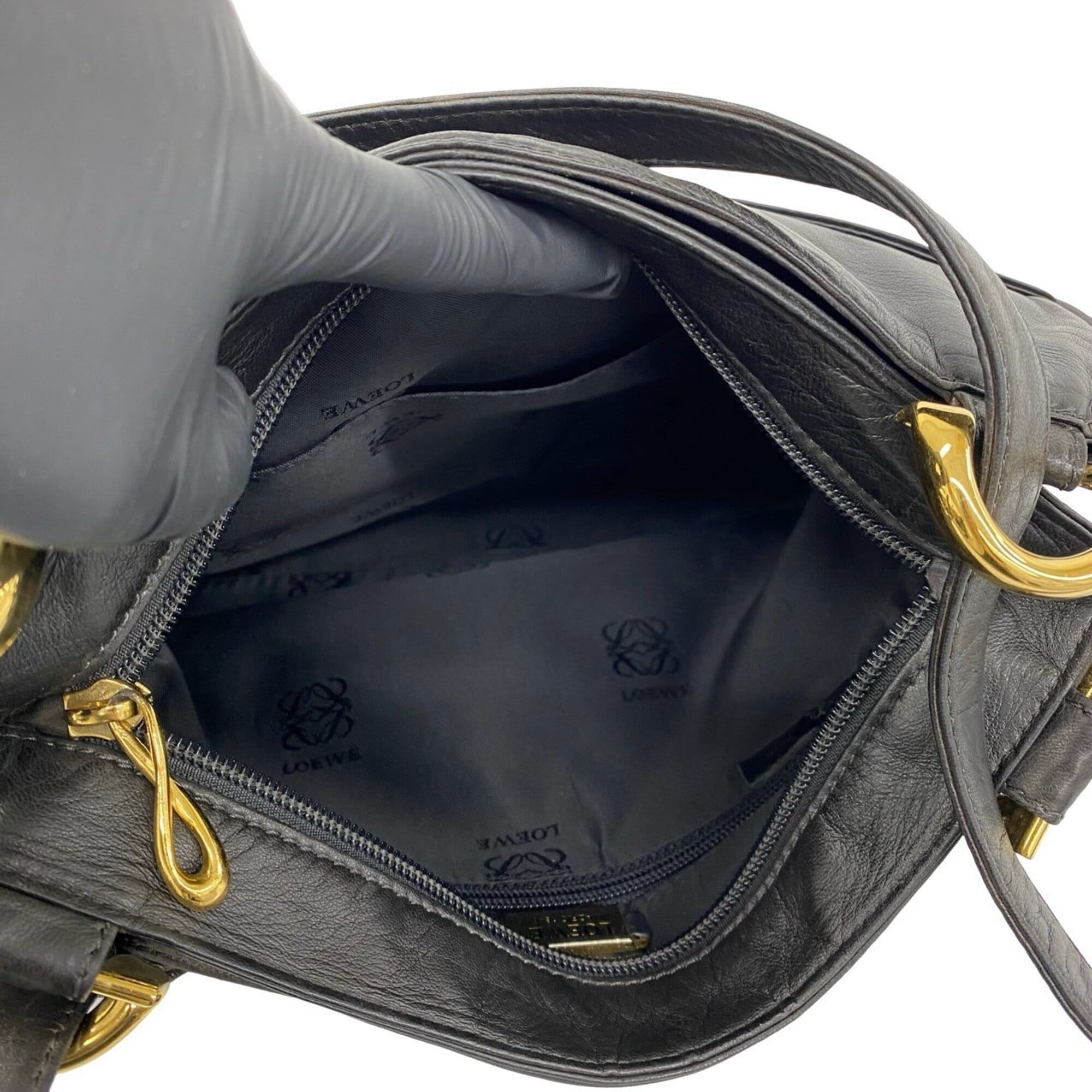 Loewe Black Leather Pochette Shoulder Bag Tote Bag (Pre-Owned)