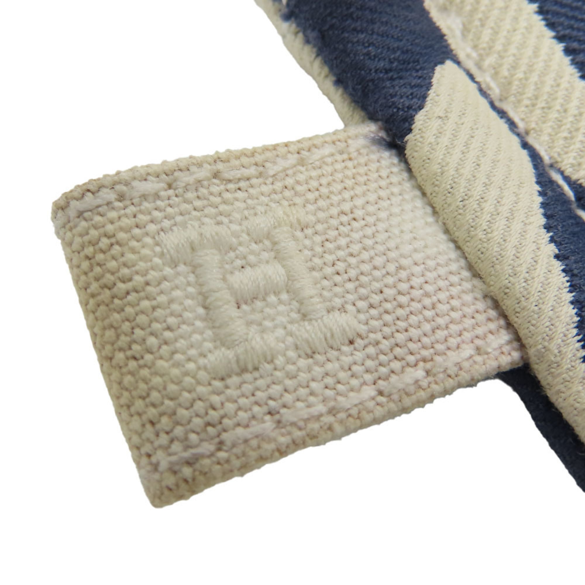 Hermes Ivory Navy Canvas Clutch Bag Pouch (Pre-Owned)