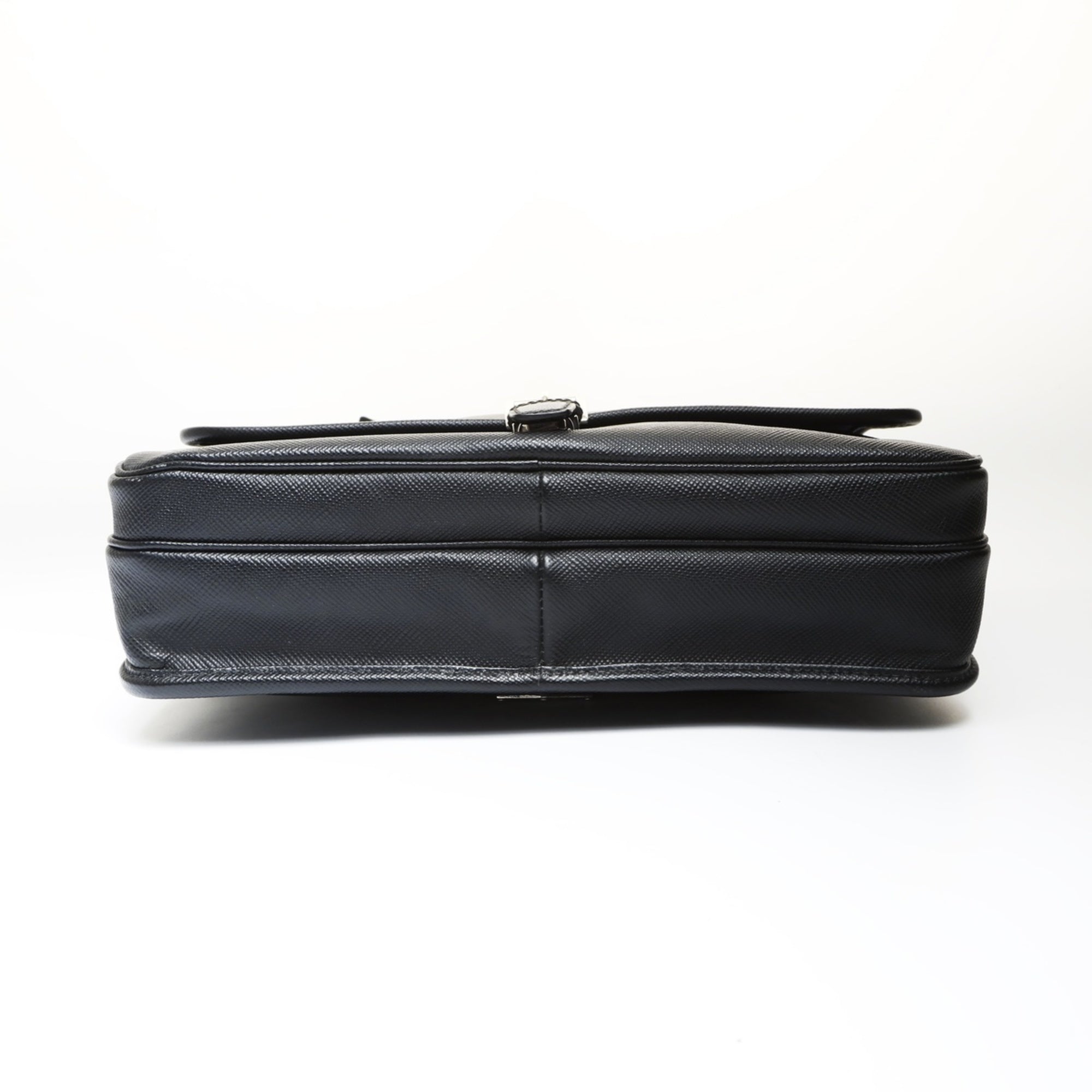 Prada Saffiano Black Leather Shoulder Bag (Pre-Owned)