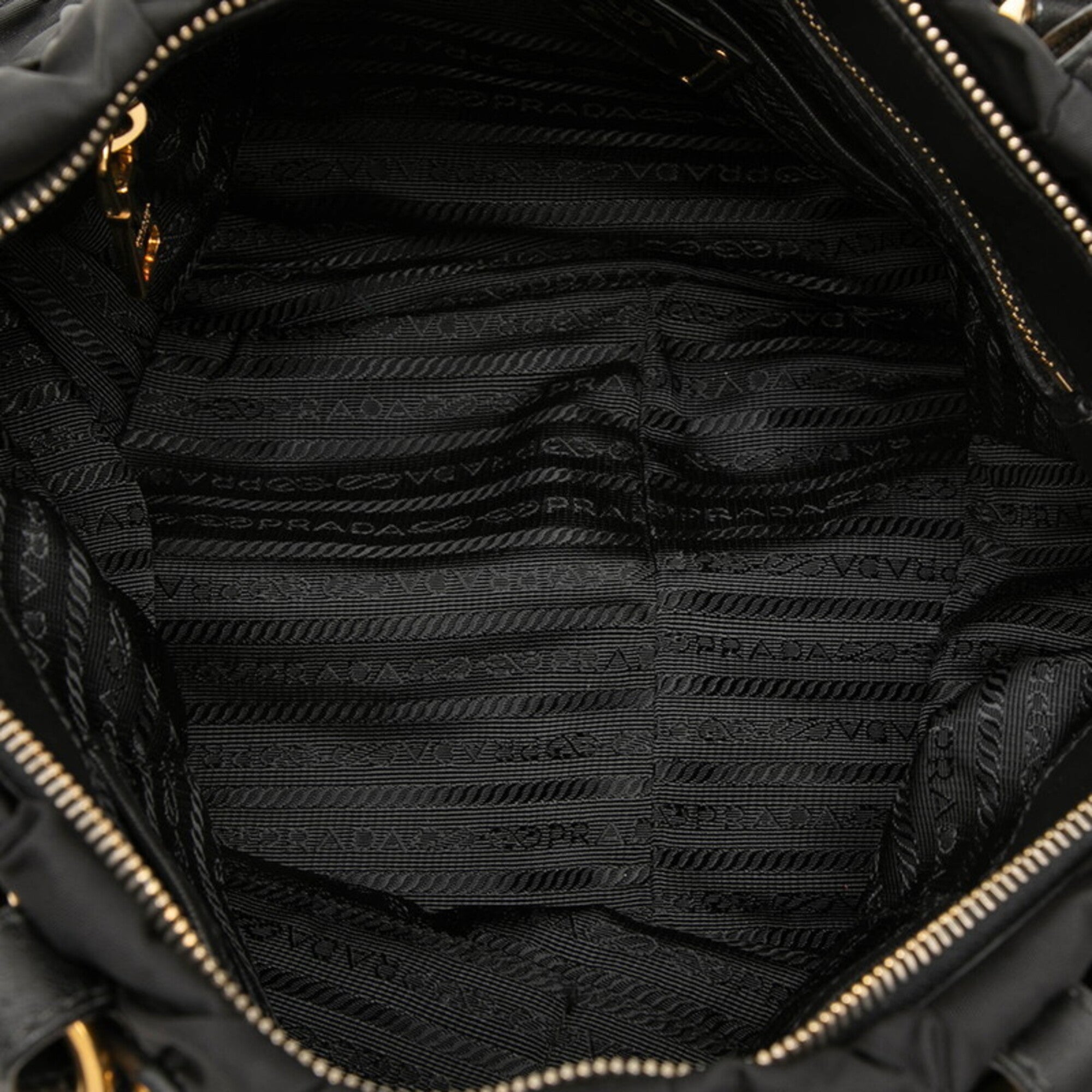 Prada Black Nylon Leather Shoulder Bag Tote Bag (Pre-Owned)