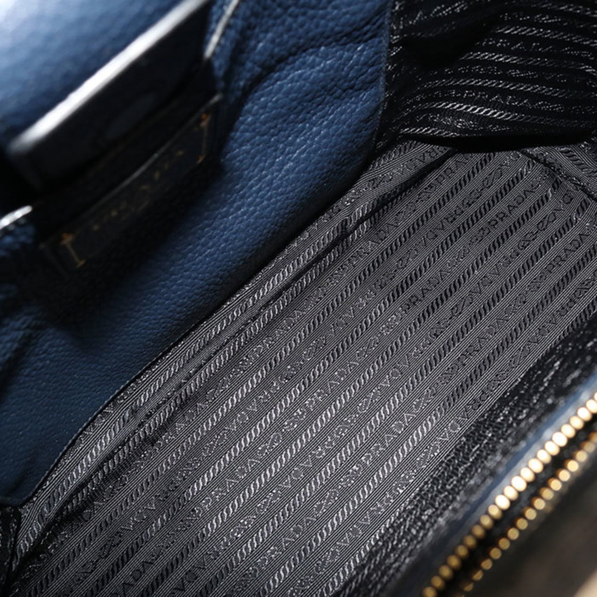 Prada Navy Leather Shoulder Bag (Pre-Owned)