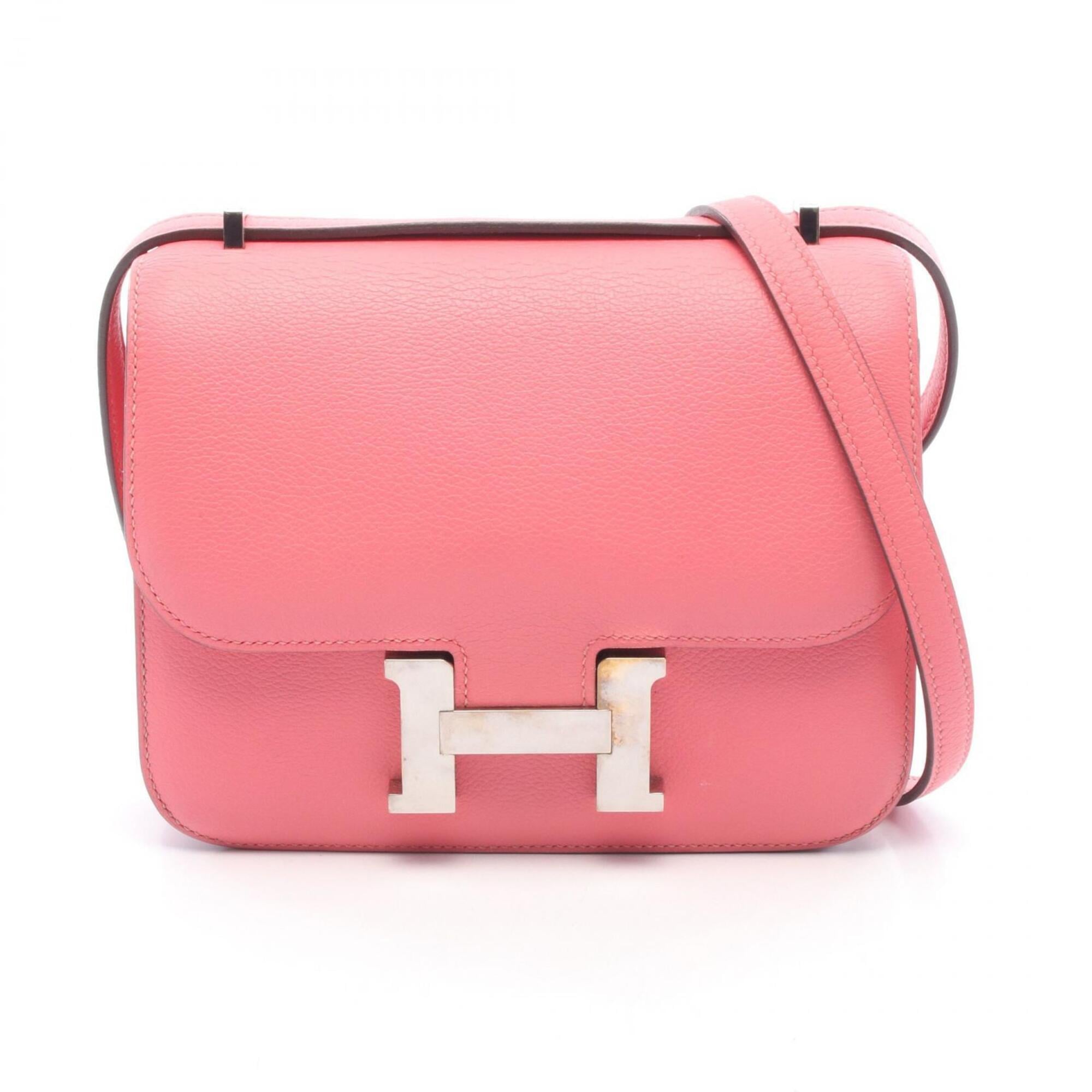 Hermes Pink Leather Handbag Shoulder Bag (Pre-Owned)