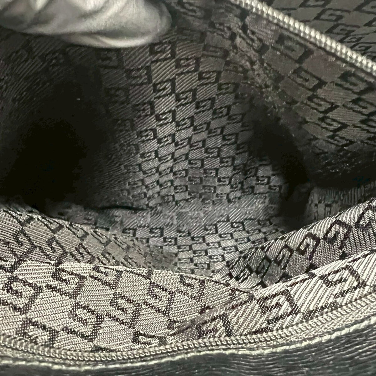 Gucci Black Canvas Leather Handbag Tote Bag (Pre-Owned)