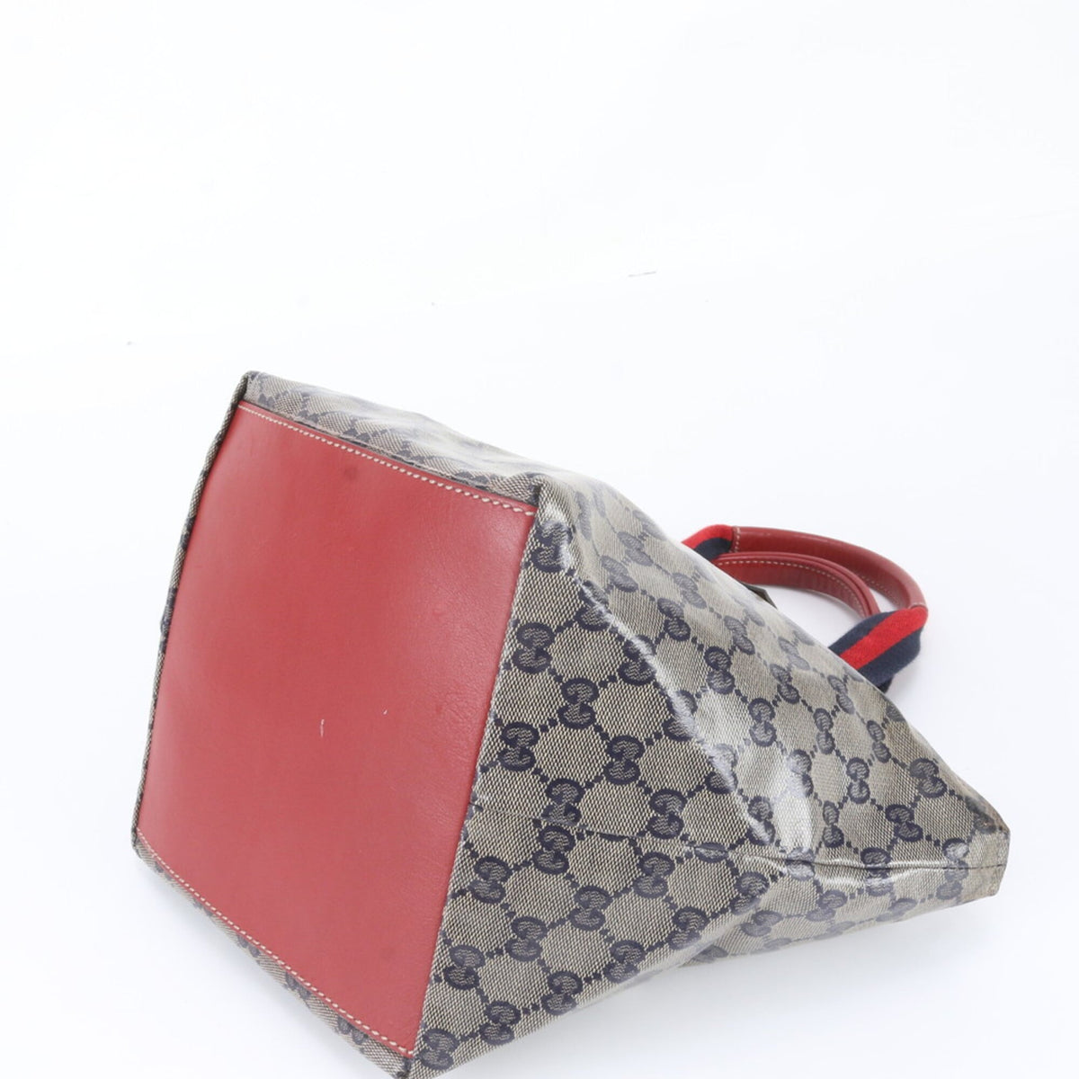 Gucci Red Color Leather Coated Canvas Handbag Shoulder Bag Tote Bag (Pre-Owned)