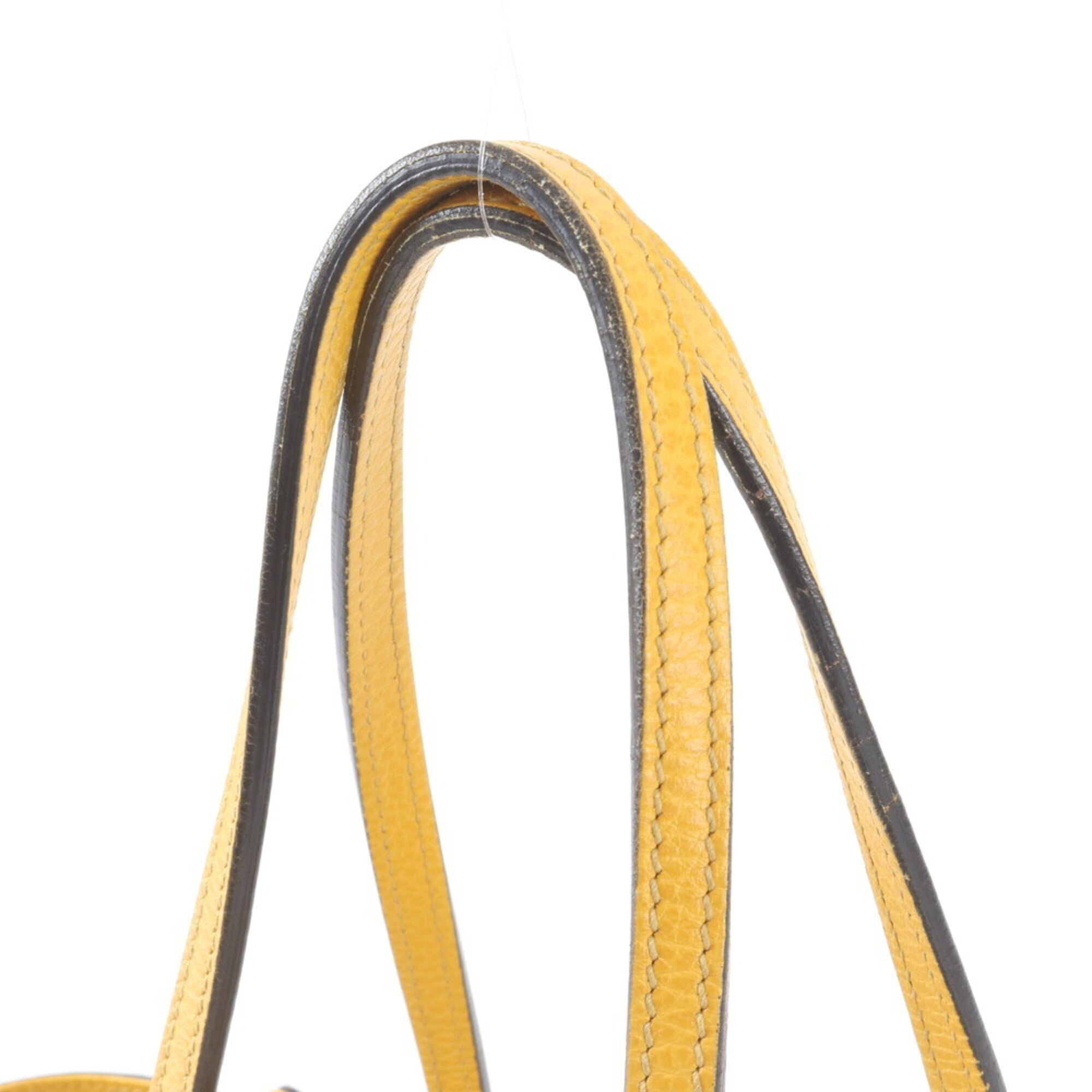 Gucci Yellow Leather Handbag Tote Bag (Pre-Owned)