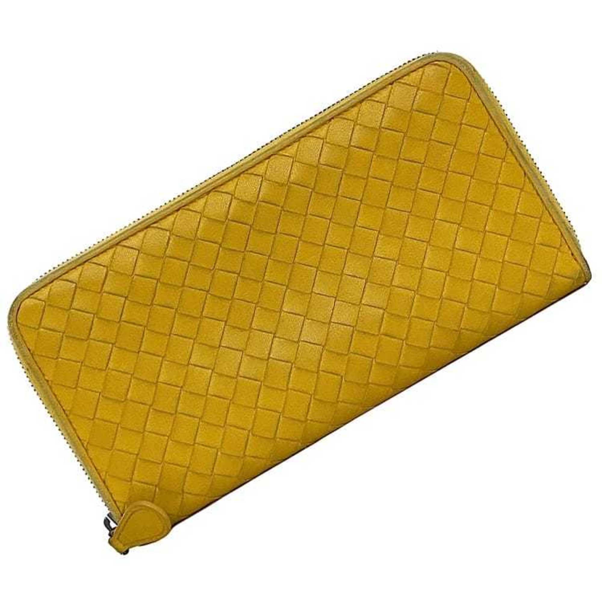 Bottega Veneta Yellow Leather Long Wallet (Bi-Fold) (Pre-Owned)