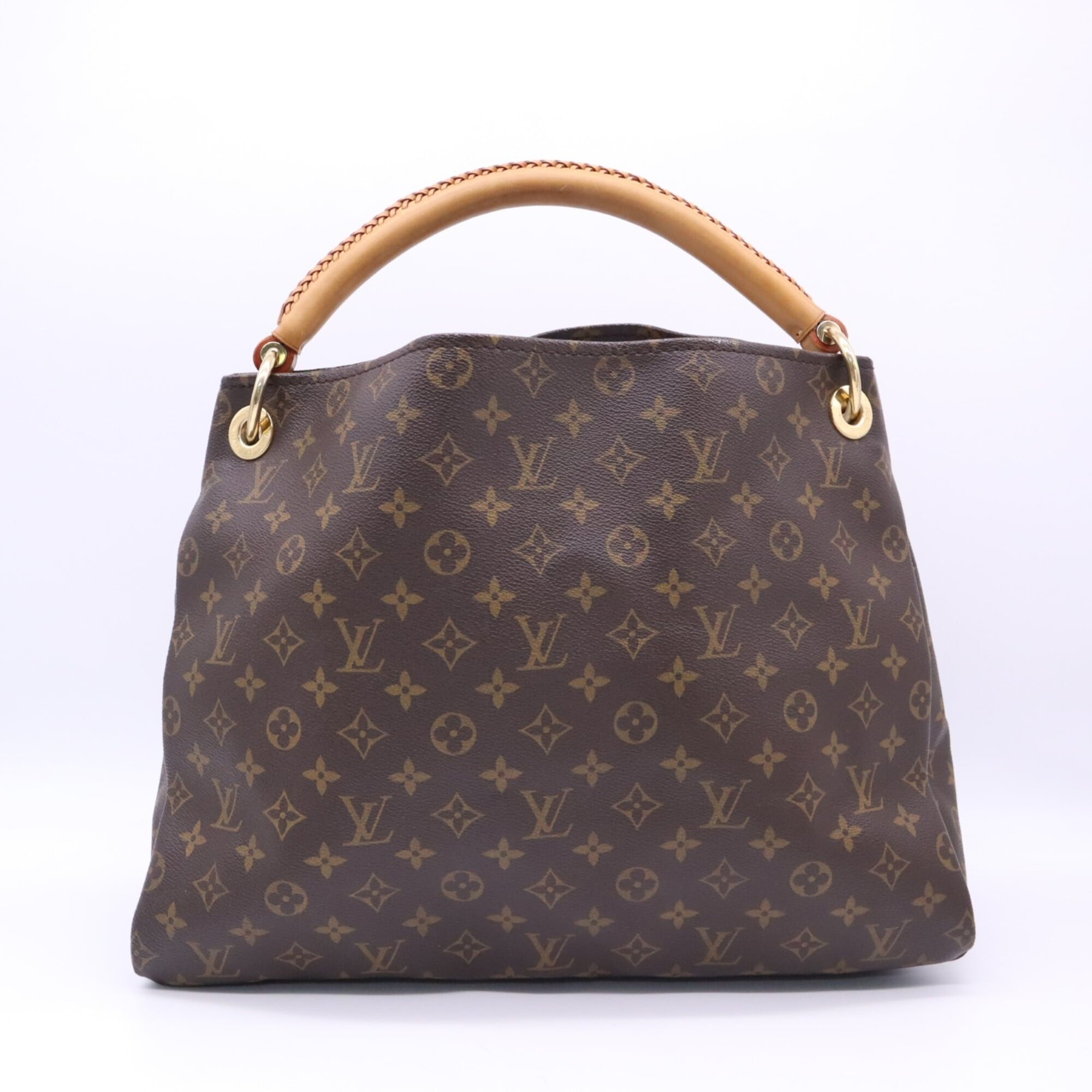 Louis Vuitton Beige Brown Coated Canvas Leather Handbag (Pre-Owned)