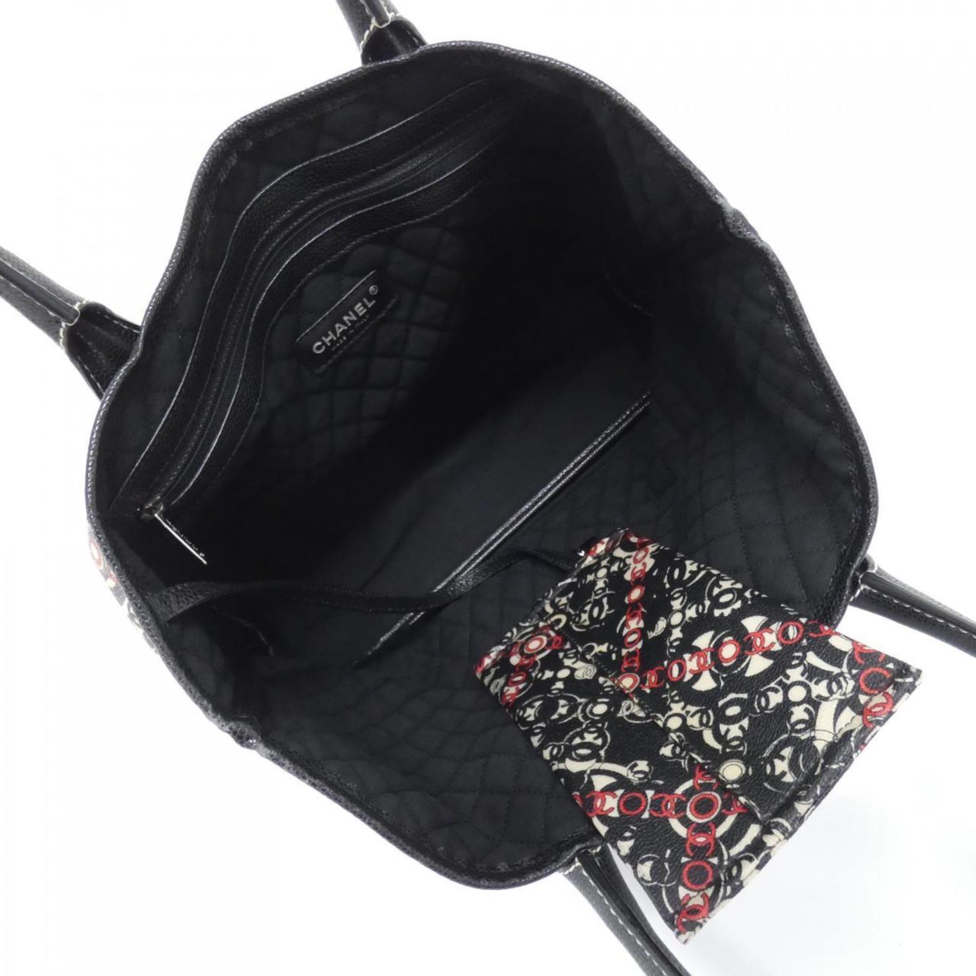 Chanel Black Coated Canvas Handbag (Pre-Owned)