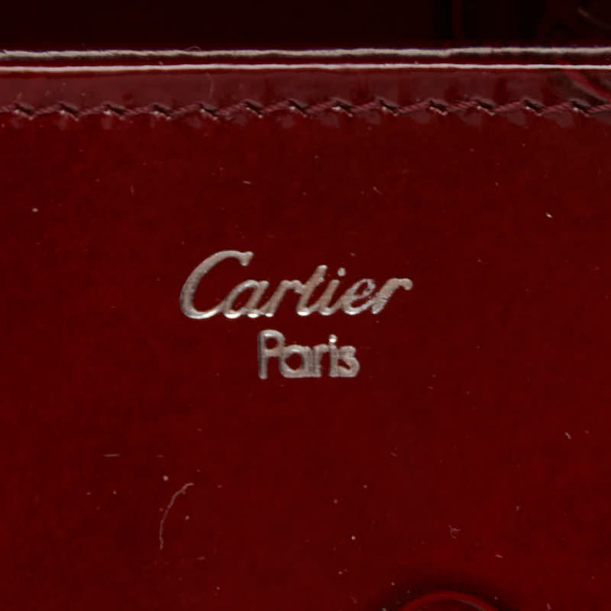 Cartier Bordeaux Wine Red Patent Leather Long Wallet (Bi-Fold) (Pre-Owned)
