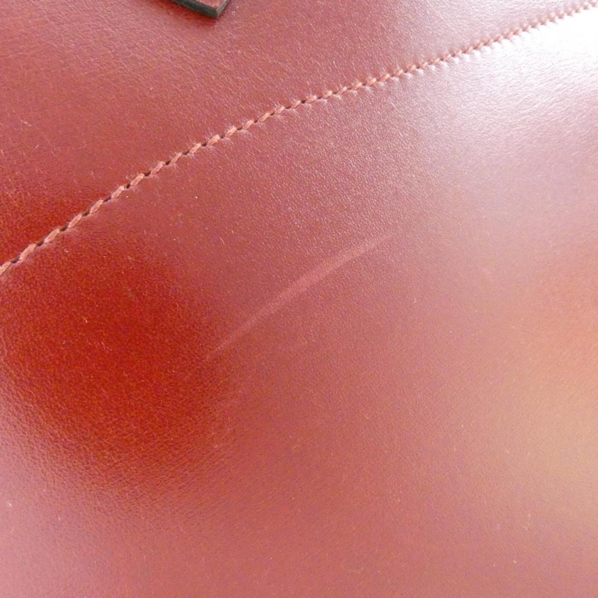 Hermes Rouge H Box Calf Leather Handbag (Pre-Owned)