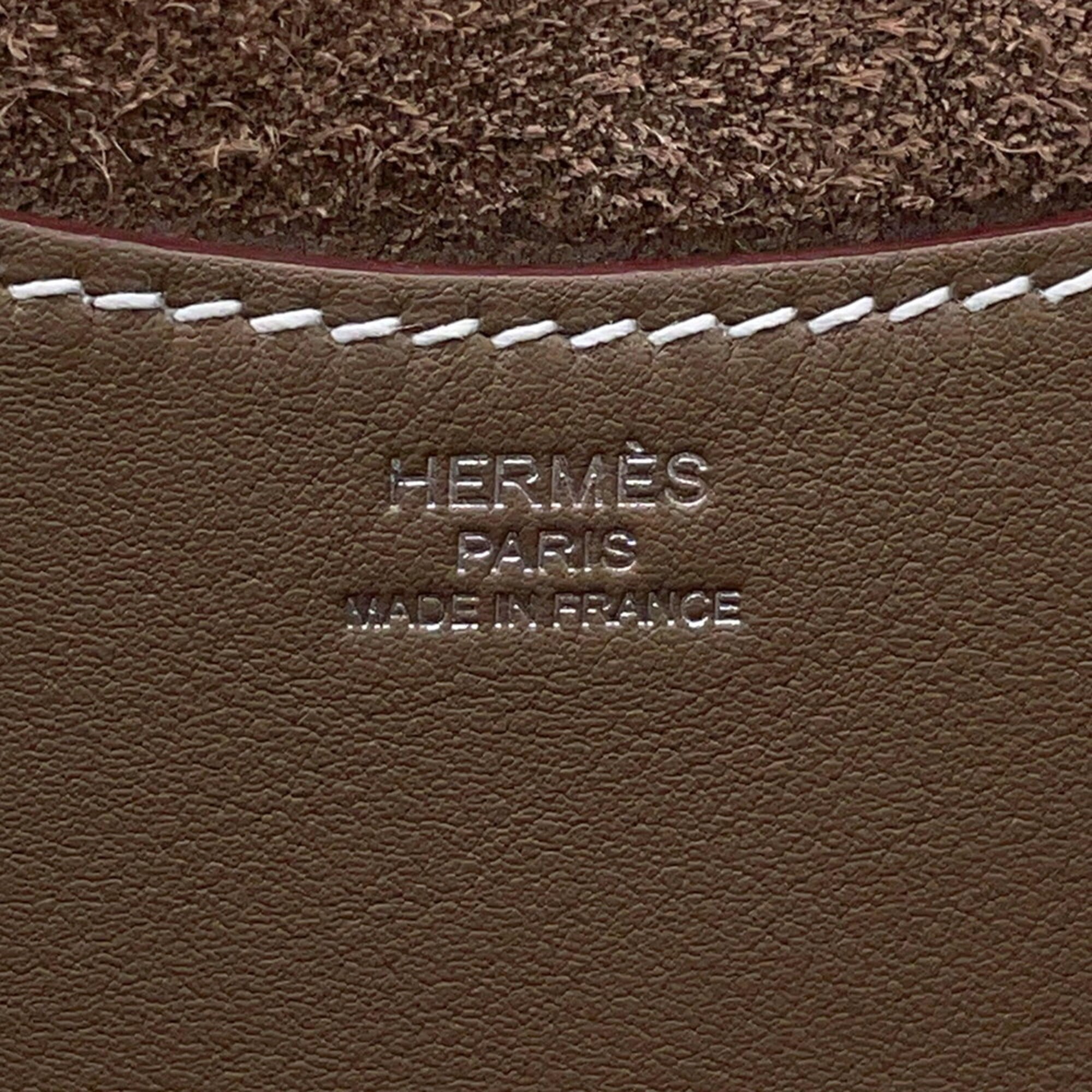 Hermes Etoupe Gray Taurillon Clemence Leather Swift Leather Tote Bag (Pre-Owned)