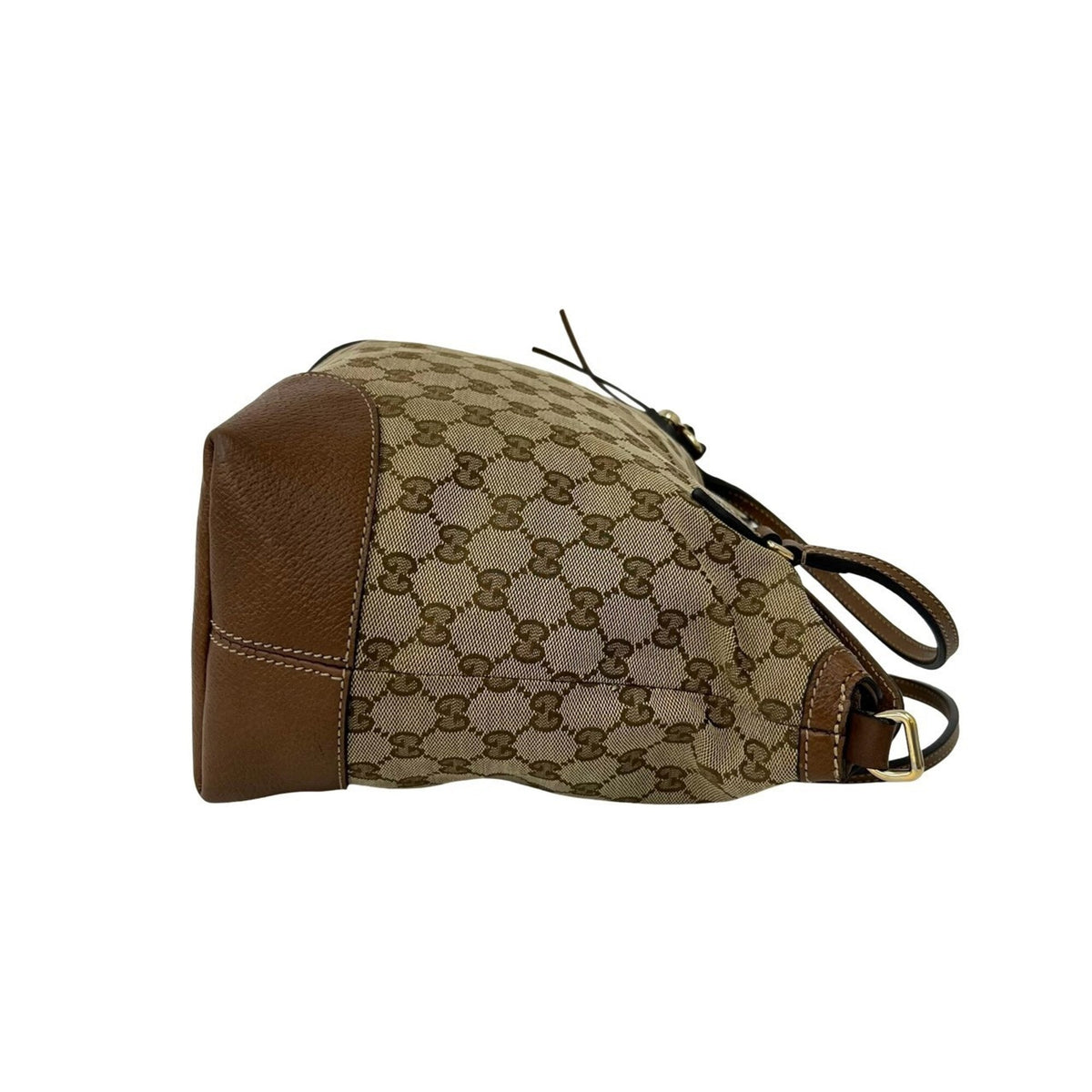 Gucci Brown Canvas Leather Handbag Shoulder Bag Tote Bag (Pre-Owned)
