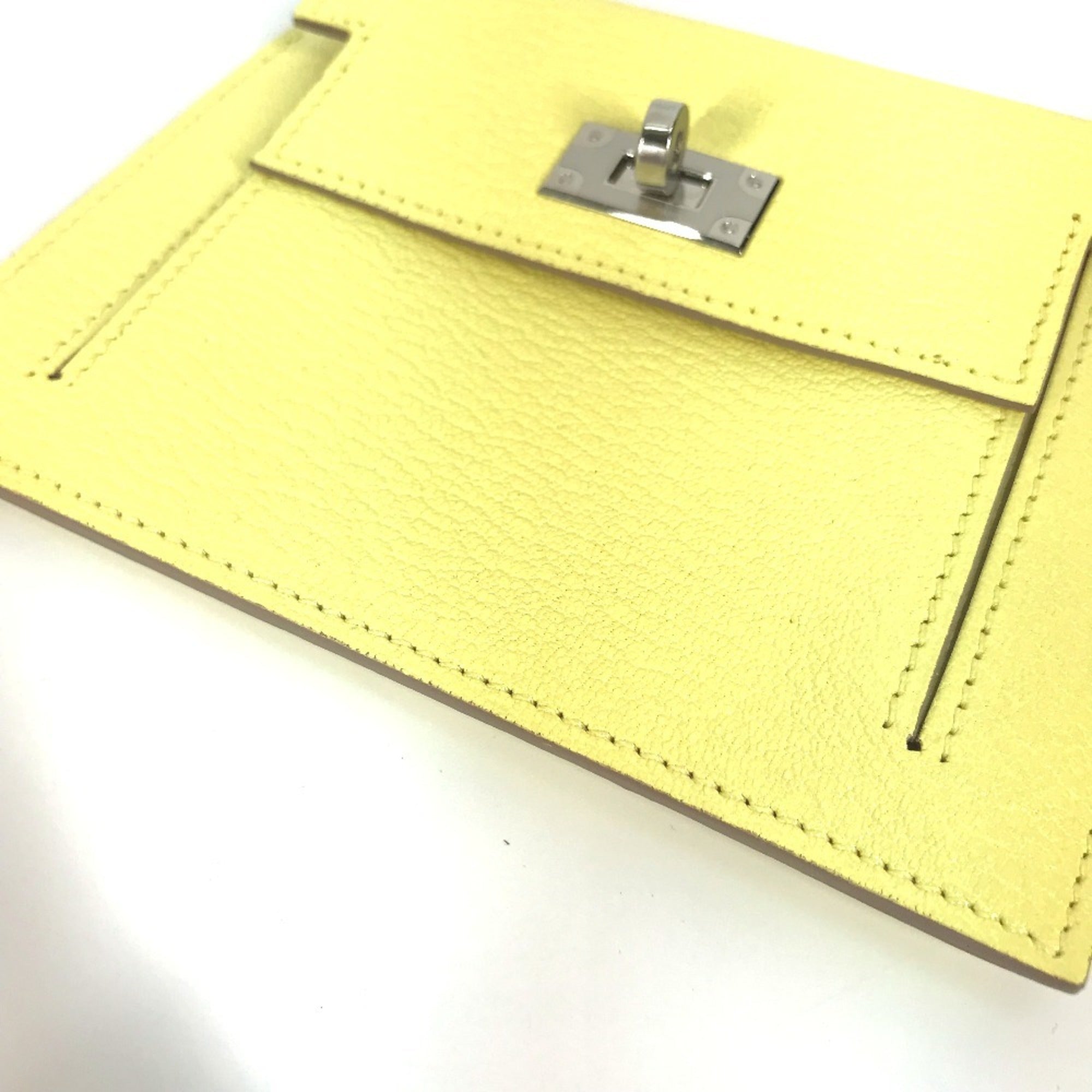 Hermes Yellow Chevre Leather Coin Purse/Coin Case (Pre-Owned)