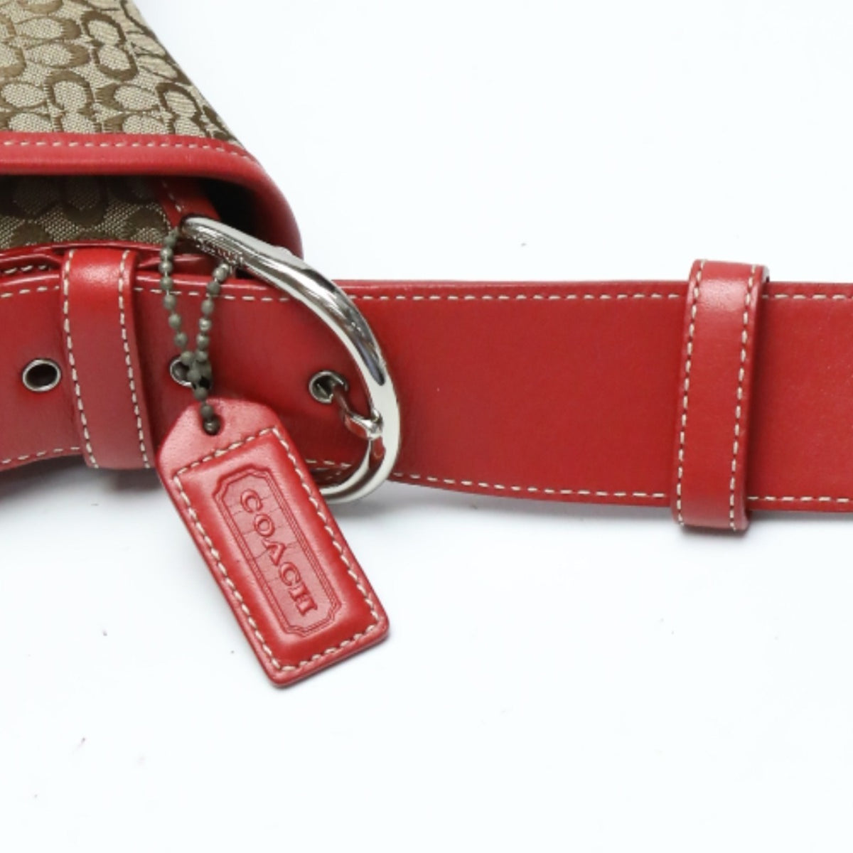 Coach Brown Red Color Canvas Shoulder Bag (Pre-Owned)