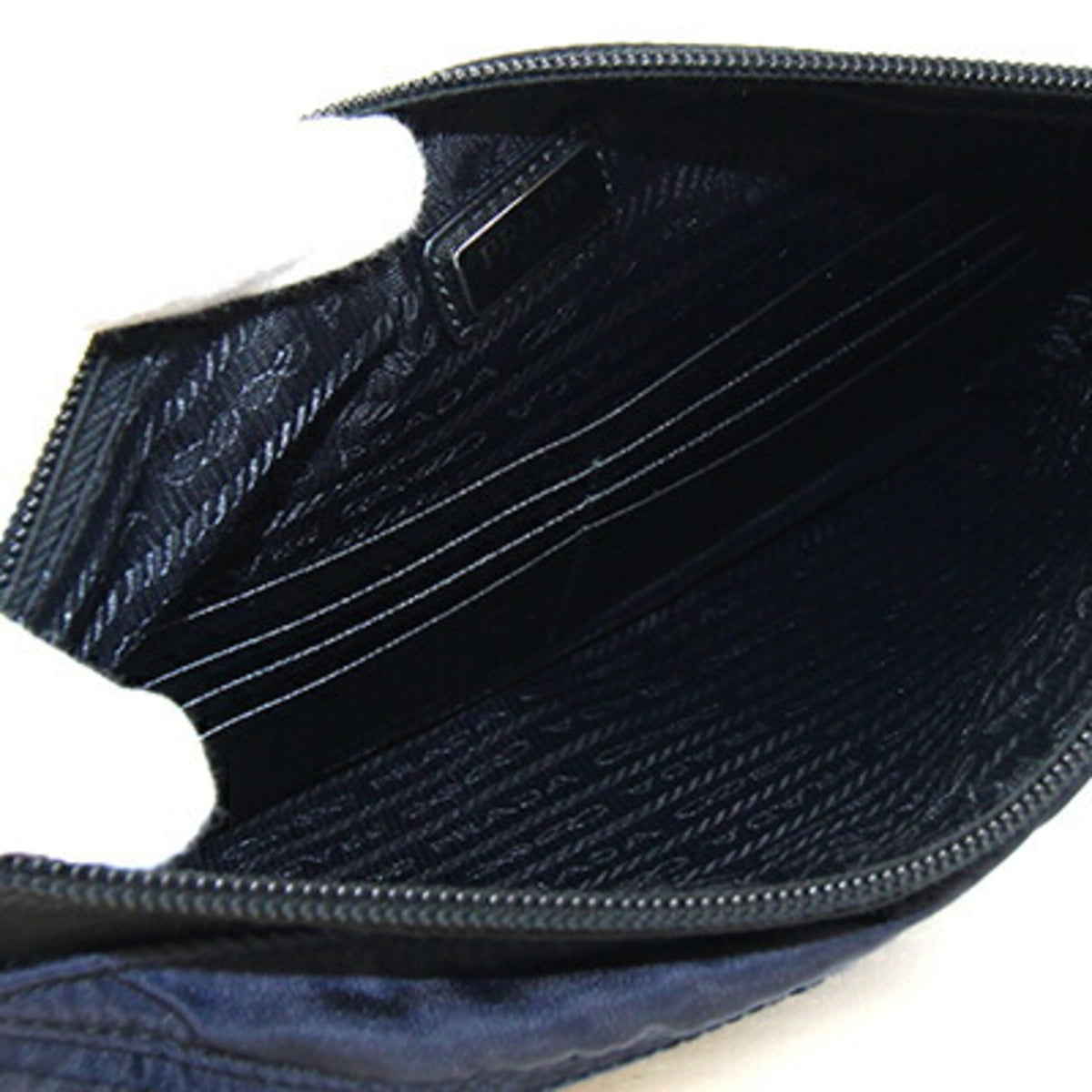 Prada Black Navy Nylon Leather Clutch Bag Handbag (Pre-Owned)