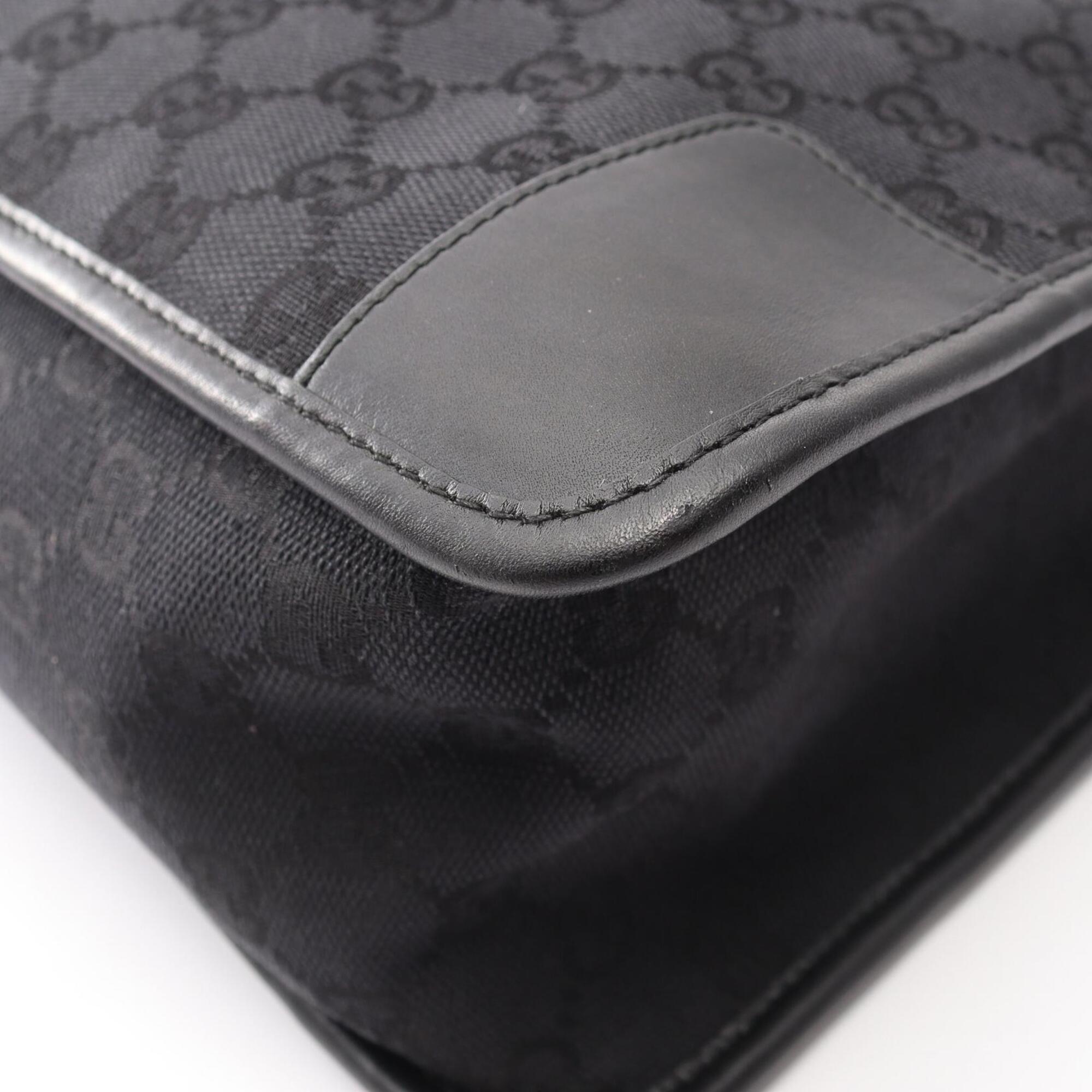 Gucci Black Canvas Leather Handbag Tote Bag (Pre-Owned)