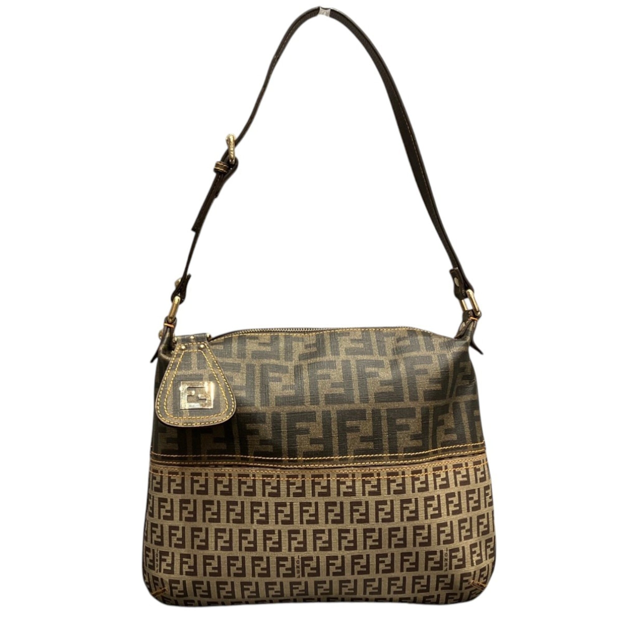 Fendi Brown Zucca Pvc Leather Shoulder Bag (Pre-Owned)