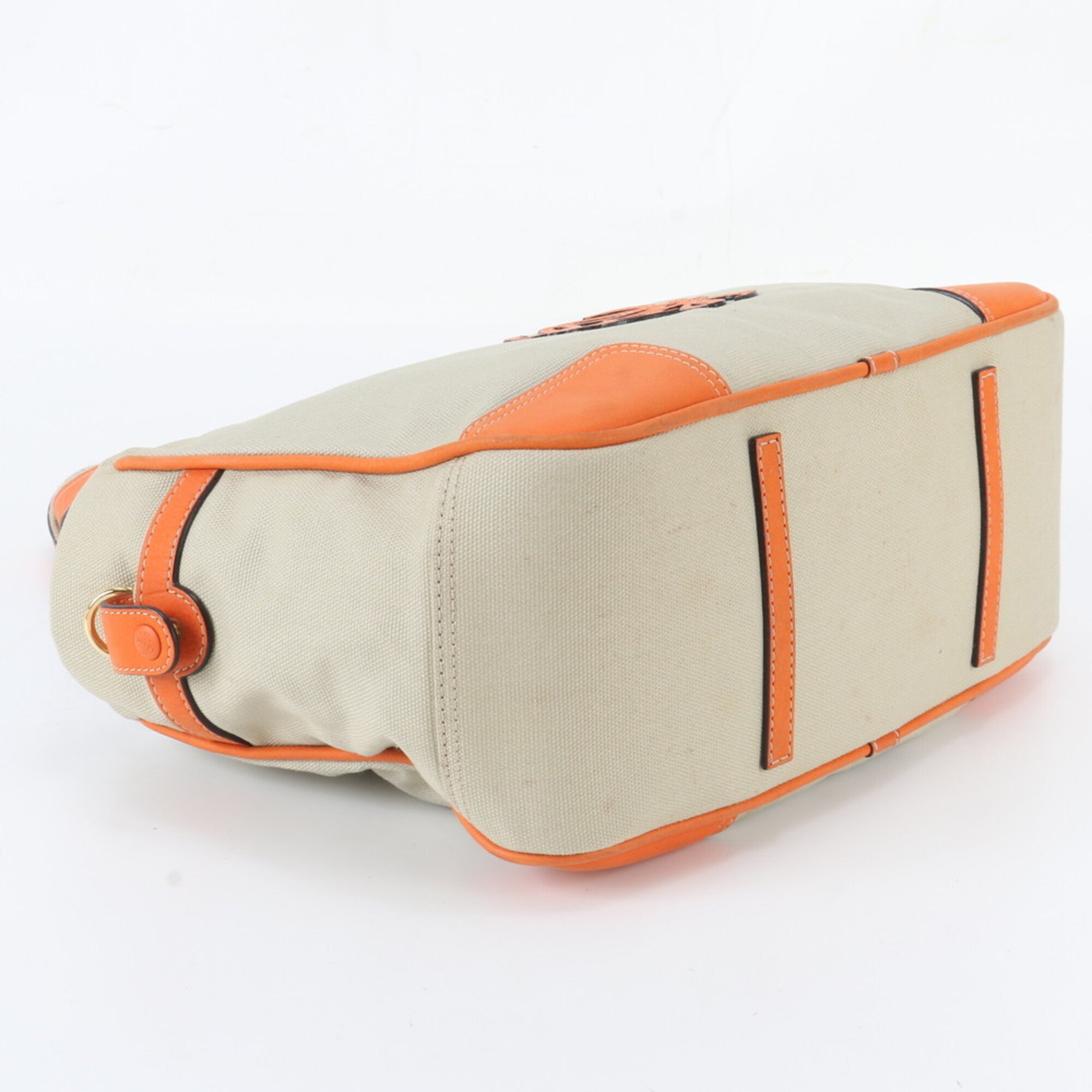Loewe Brown Orange Leather Canvas Handbag Tote Bag (Pre-Owned)