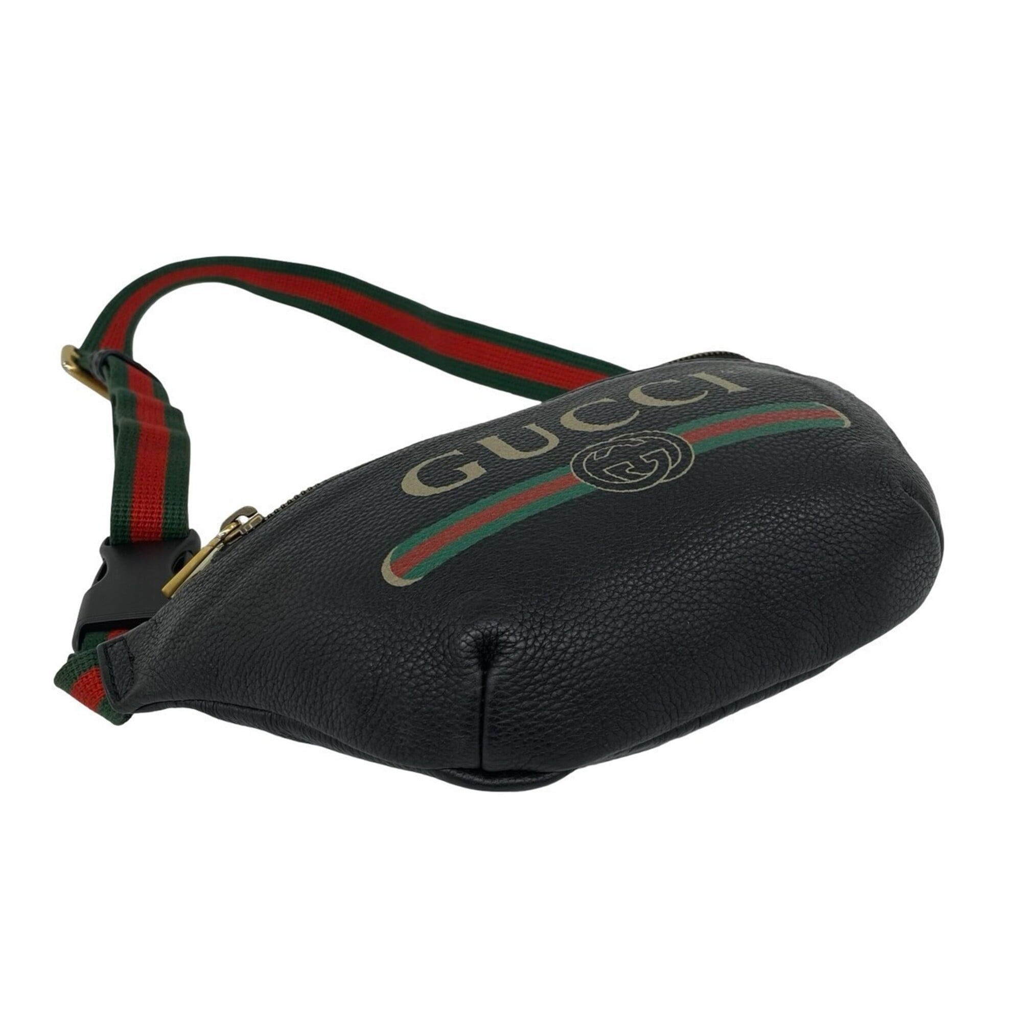 Gucci Black Green Red Color Leather Sling Bag (Pre-Owned)