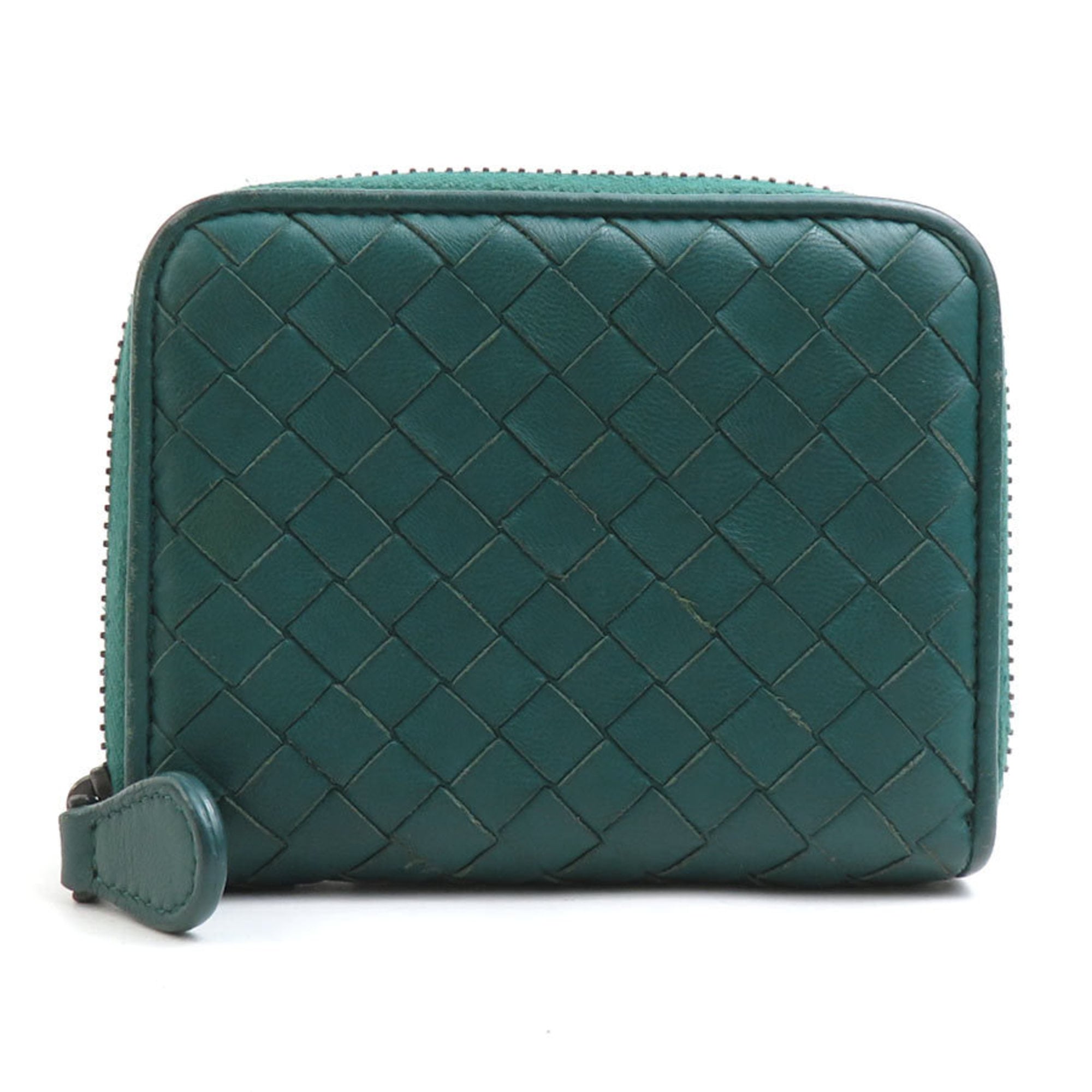 Bottega Veneta Dark Green Intrecciato Coin Purse/Coin Case (Pre-Owned)