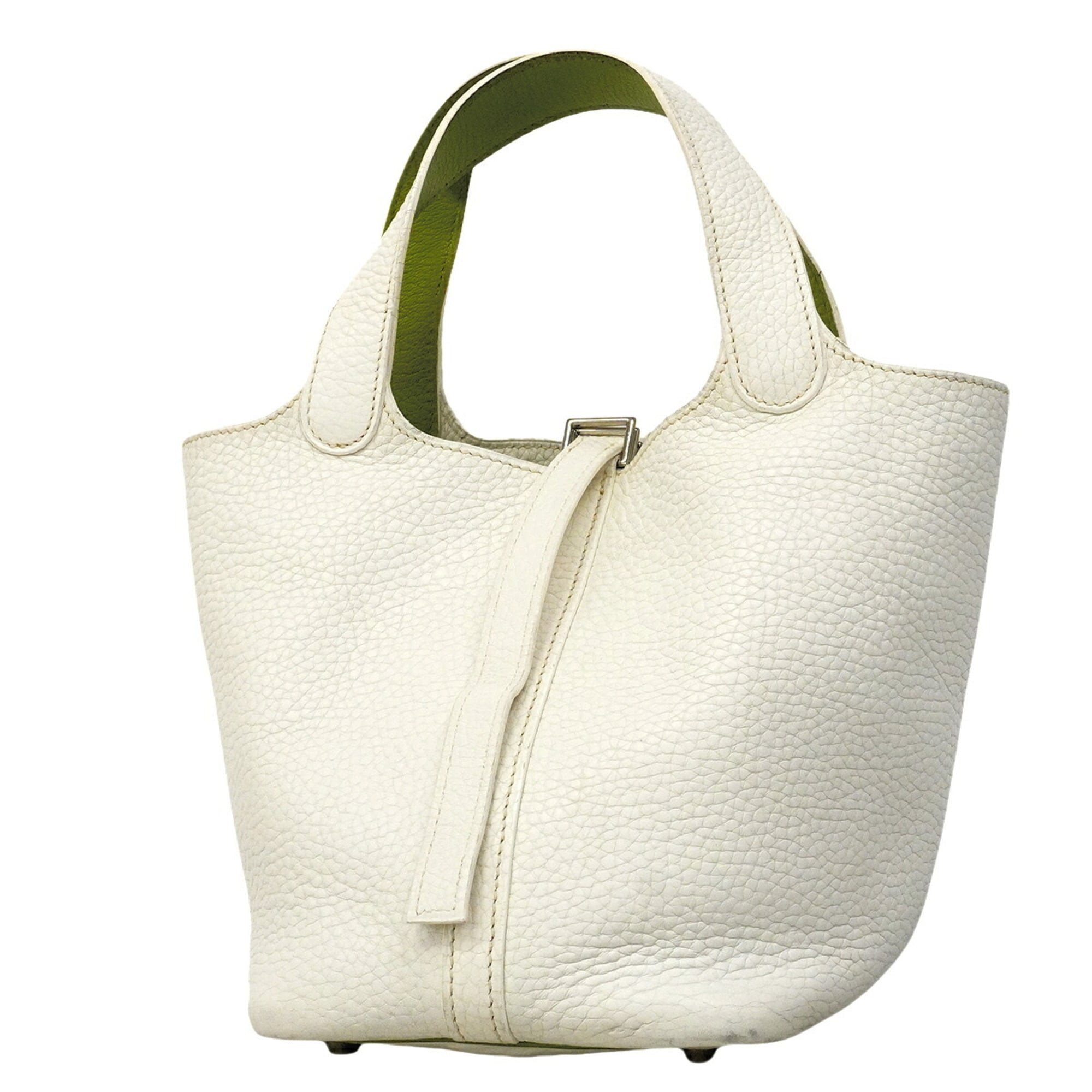 Hermes Anis Green White Taurillon Clemence Leather Handbag (Pre-Owned)