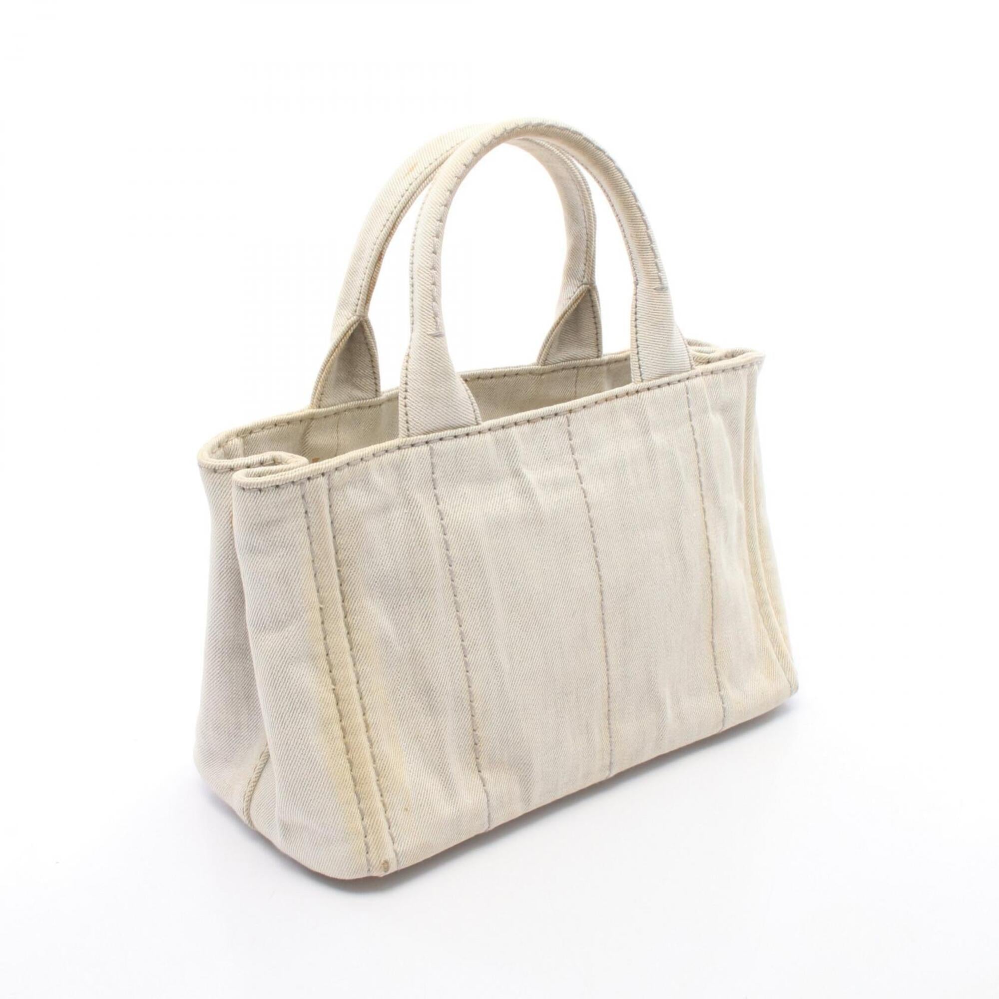Prada Gray Canvas Handbag Tote Bag (Pre-Owned)