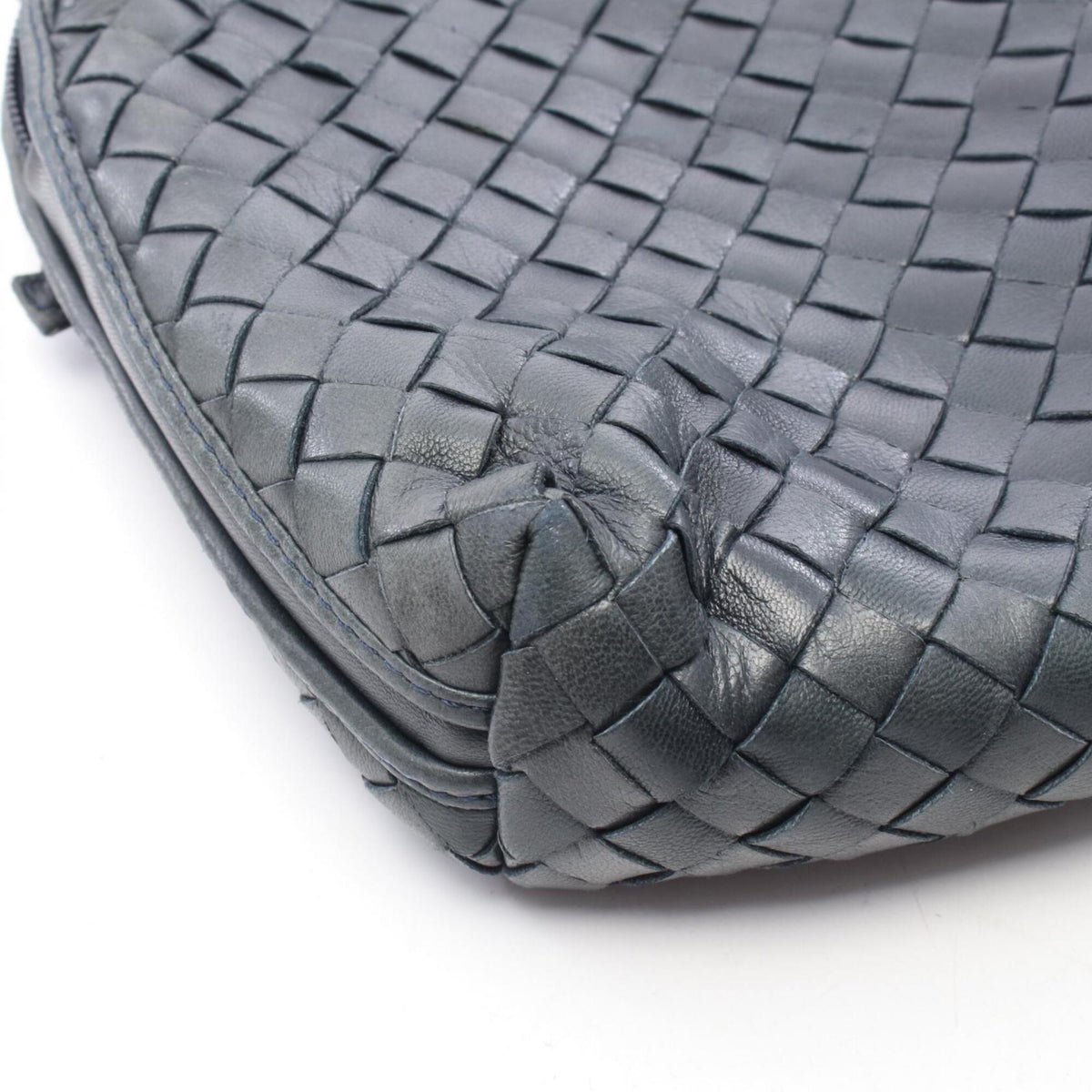 Bottega Veneta Navy Intrecciato Handbag Shoulder Bag (Pre-Owned)