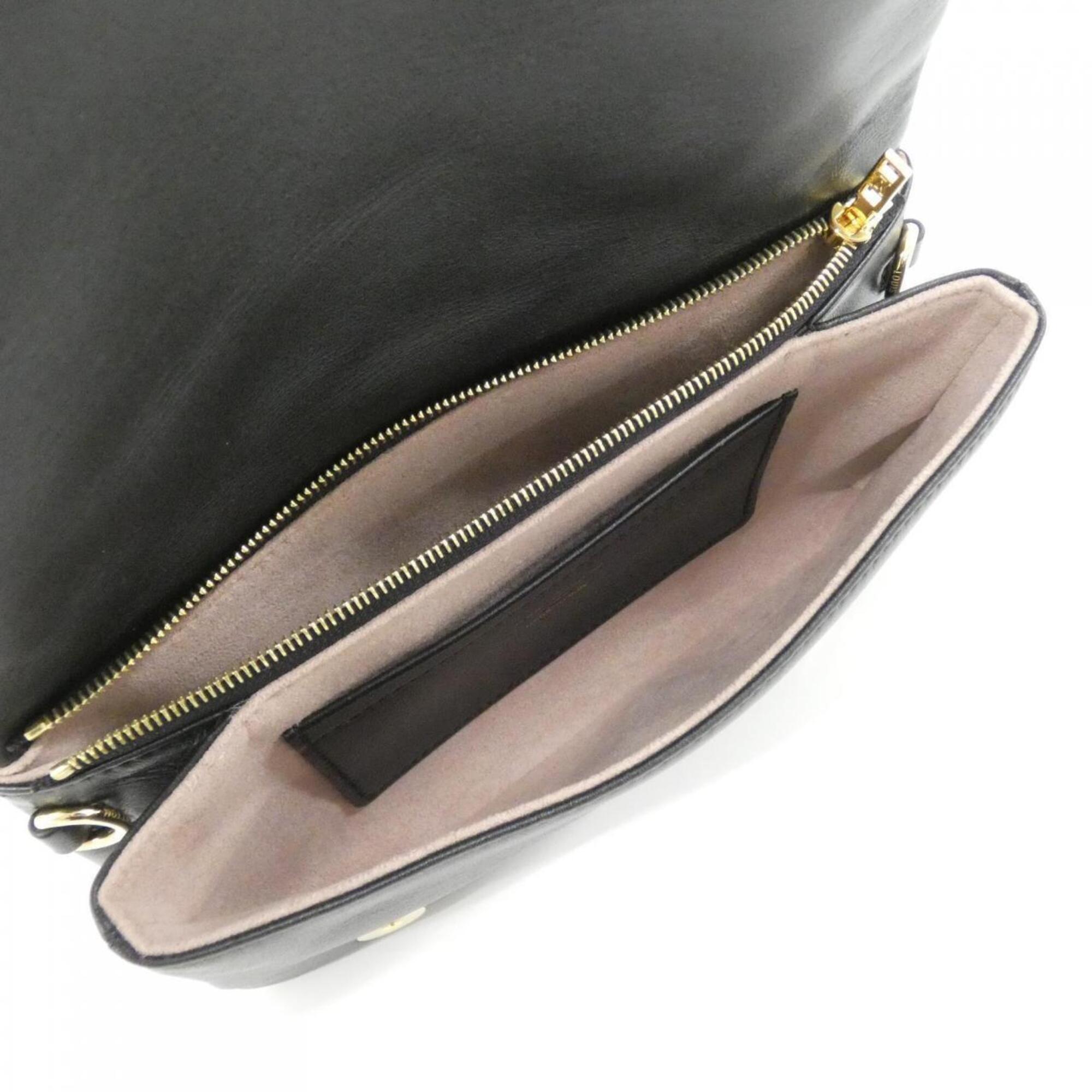Louis Vuitton Black Leather Pochette Shoulder Bag (Pre-Owned)