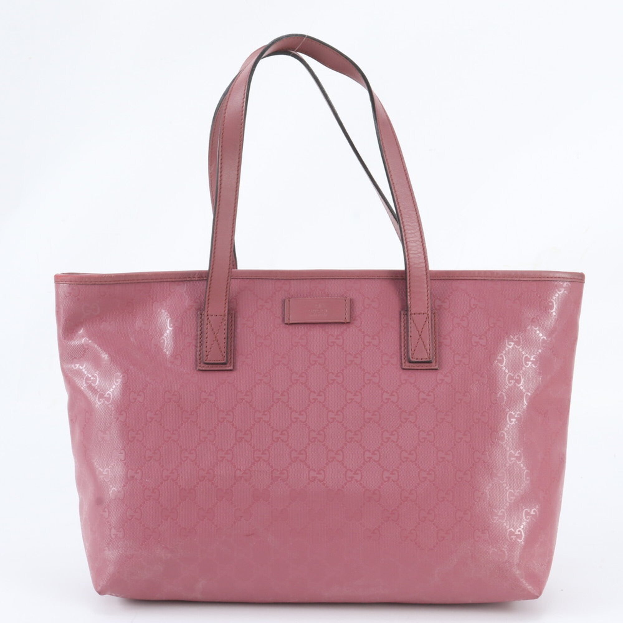 Gucci Pink Leather Coated Canvas Handbag Shoulder Bag Tote Bag (Pre-Owned)