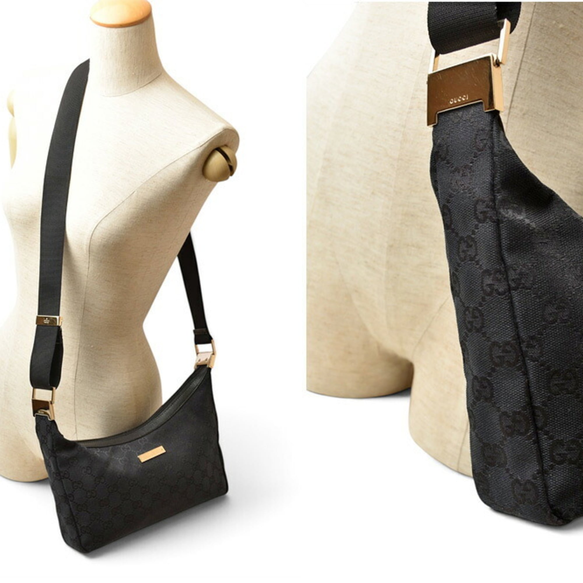Gucci Black Gg Canvas Shoulder Bag (Pre-Owned)