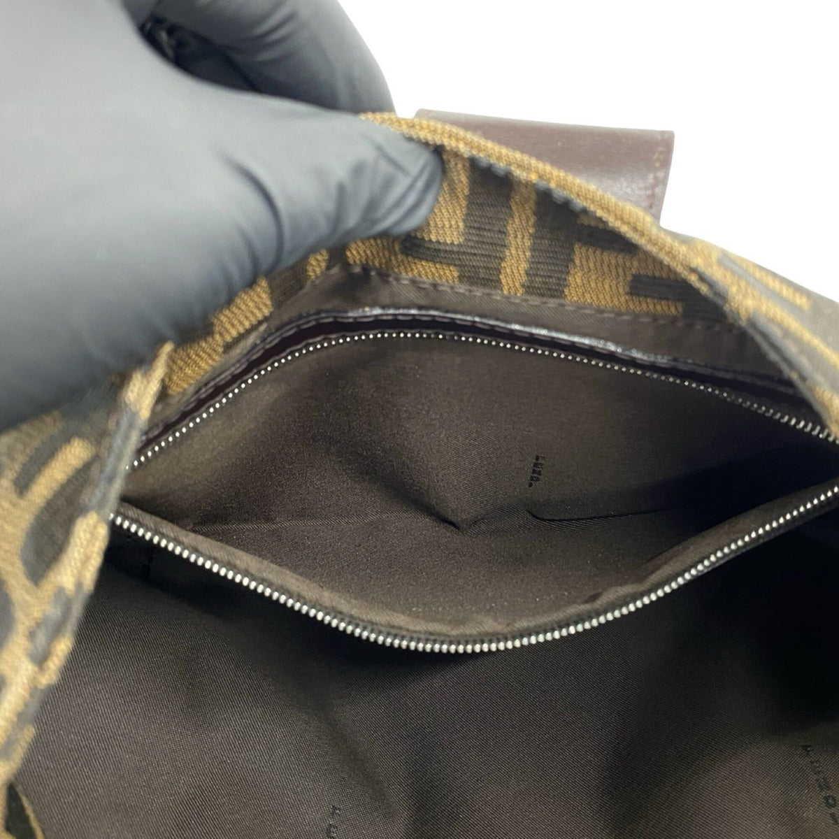 Fendi Black Brown Canvas Leather Shoulder Bag Tote Bag (Pre-Owned)