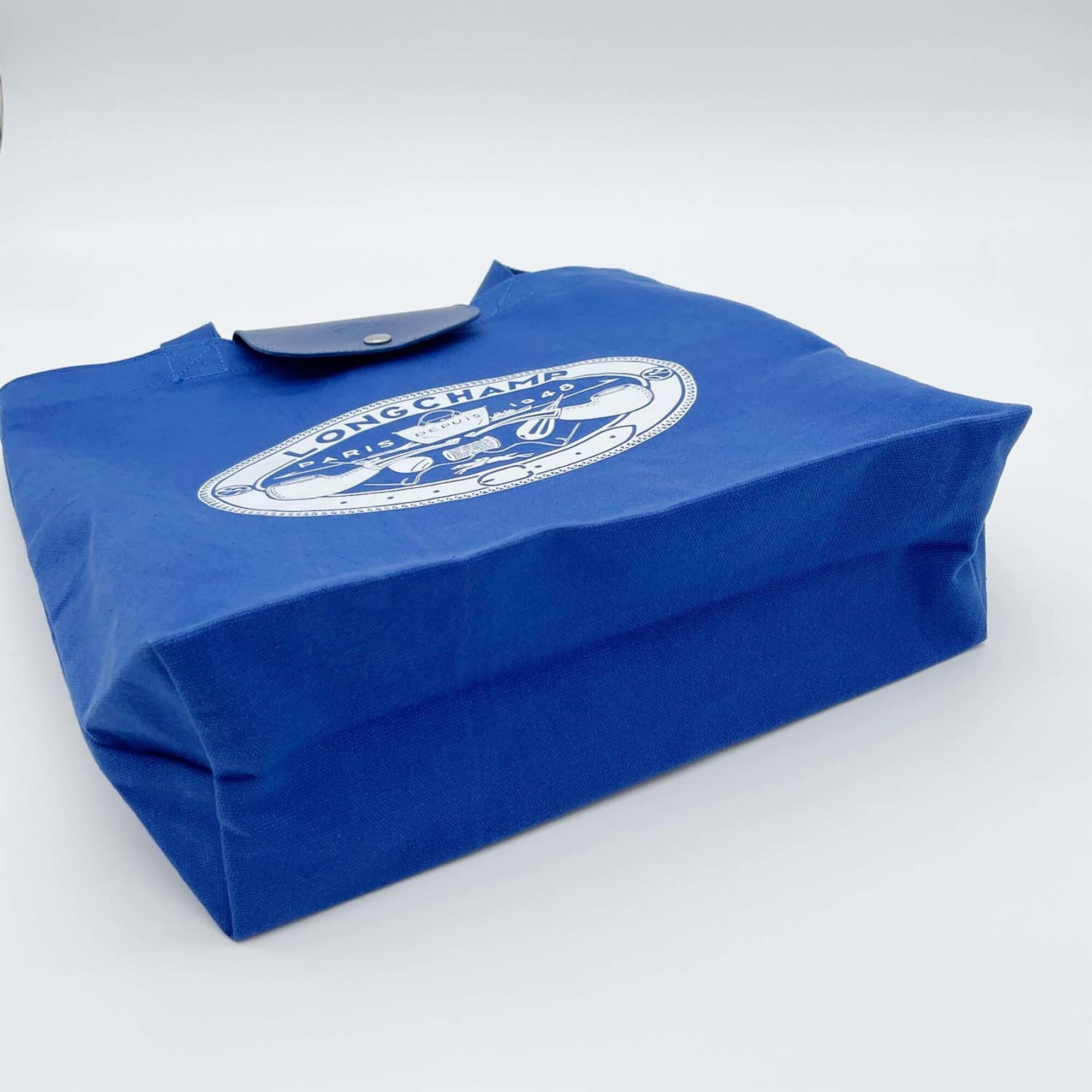 Longchamp Blue White Tote Bag (Pre-Owned)