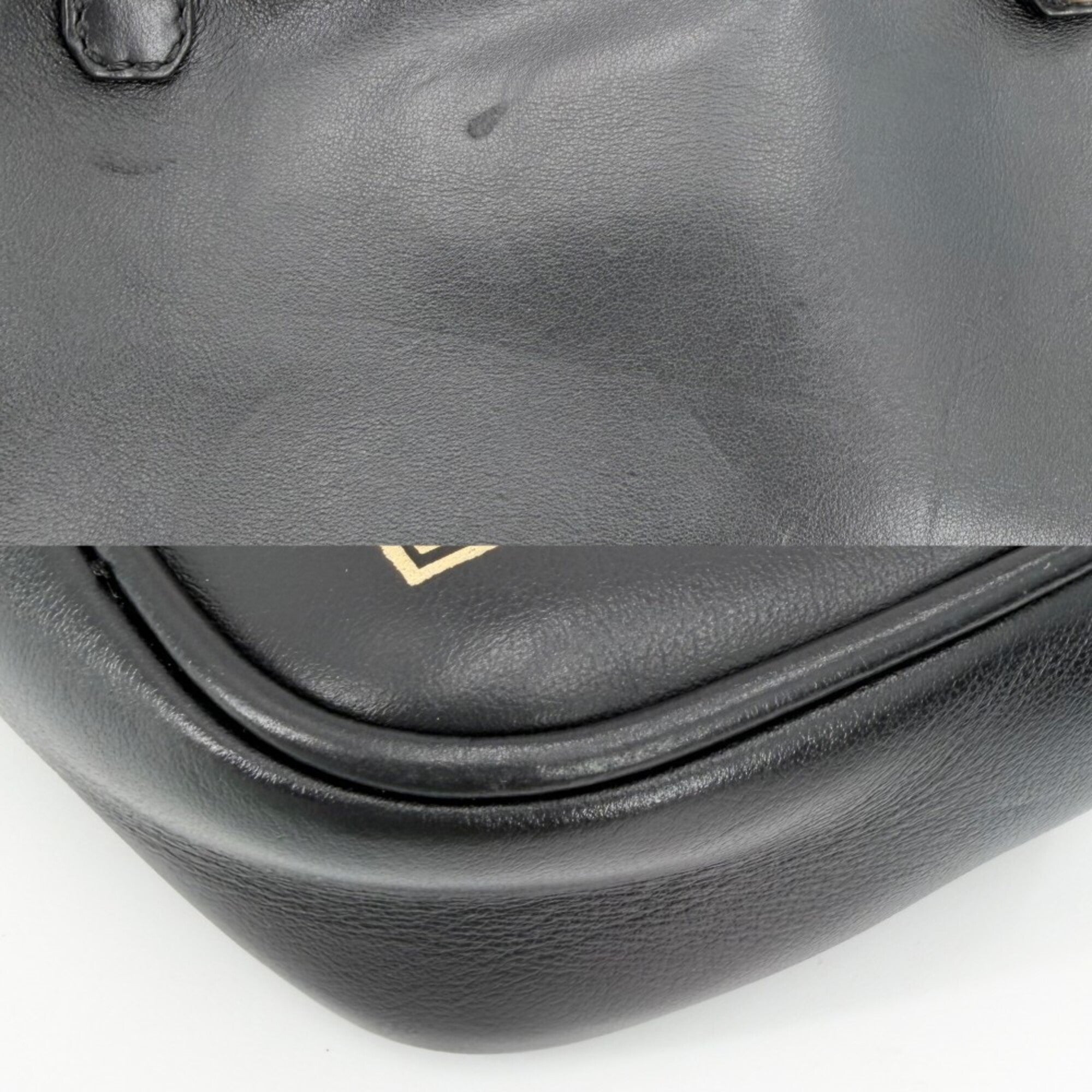 Versace Black Gold Leather Shoulder Bag (Pre-Owned)