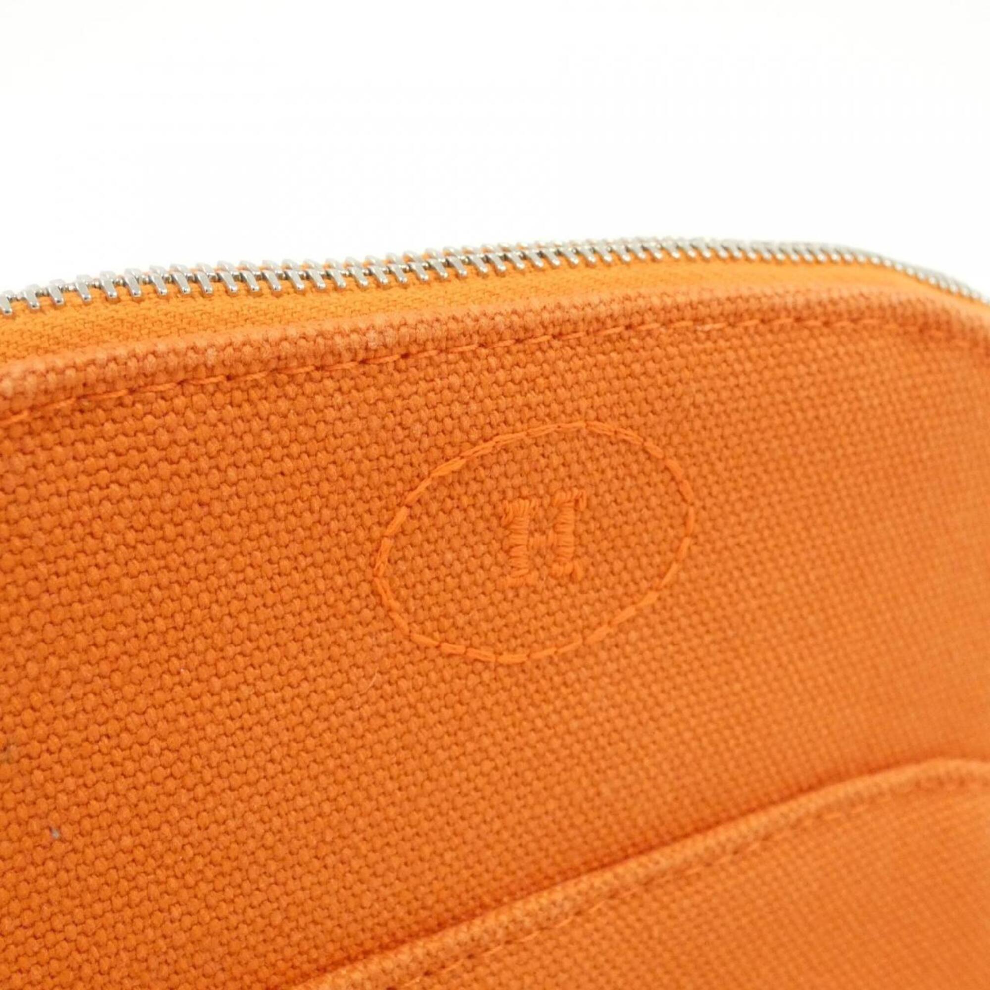 Hermes Feu Orange Canvas Handbag Pouch (Pre-Owned)